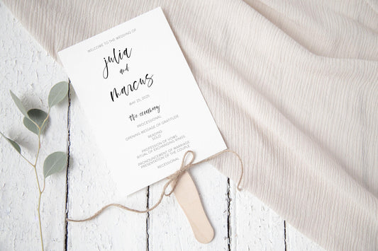 Wedding Program Fan Template Printable Ceremony Programs Editable Template Instant download Minimalist - Eileen - SAVVY PAPER CO