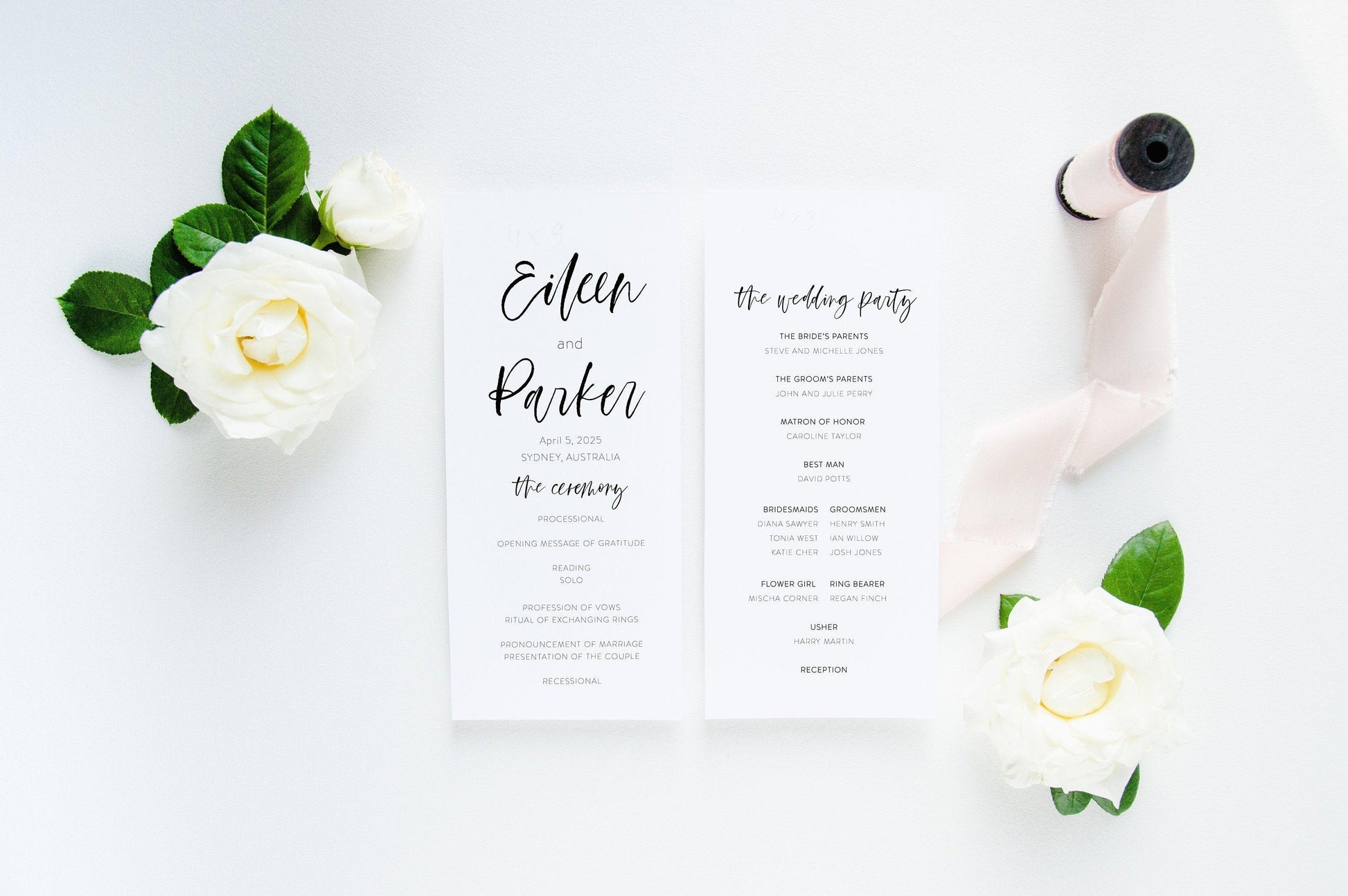 Wedding Program Fan Template Printable Ceremony Programs Editable Template Instant download Minimalist - Eileen - SAVVY PAPER CO