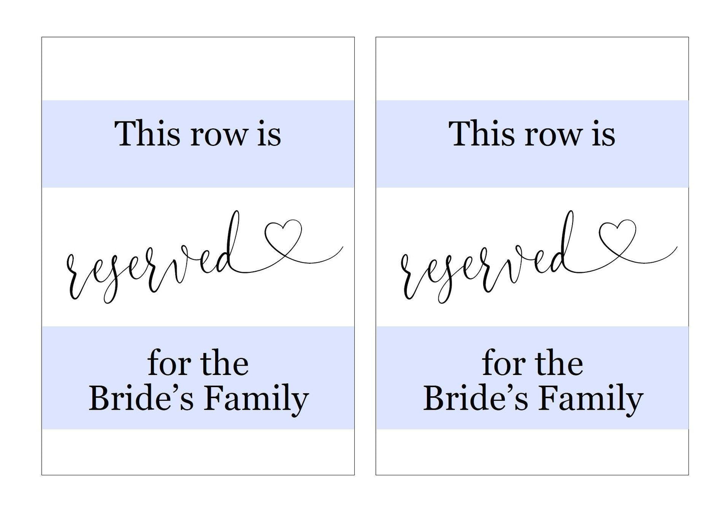 Wedding Reserved for Family Table Sign, Wedding Signs, Calligraphy Heart Wedding Signage - Heather - SAVVY PAPER CO