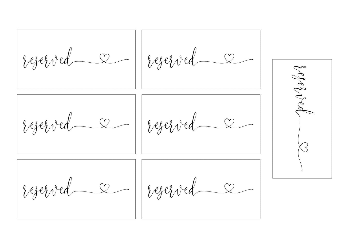 Wedding Reserved for Family Table Sign, Wedding Signs, Calligraphy Heart Wedding Signage - Heather - SAVVY PAPER CO