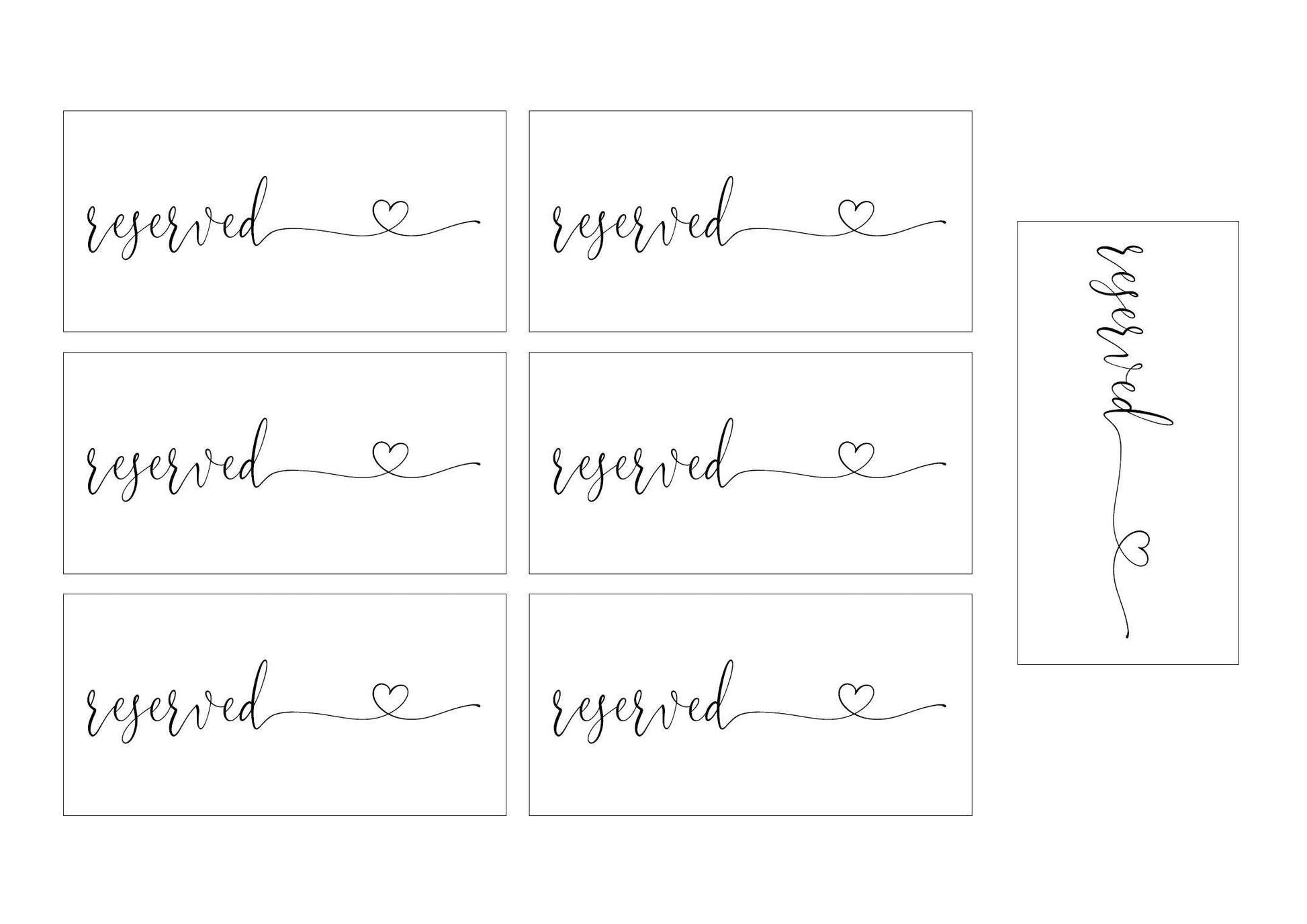 Wedding Reserved for Family Table Sign, Wedding Signs, Calligraphy Heart Wedding Signage - Heather - SAVVY PAPER CO