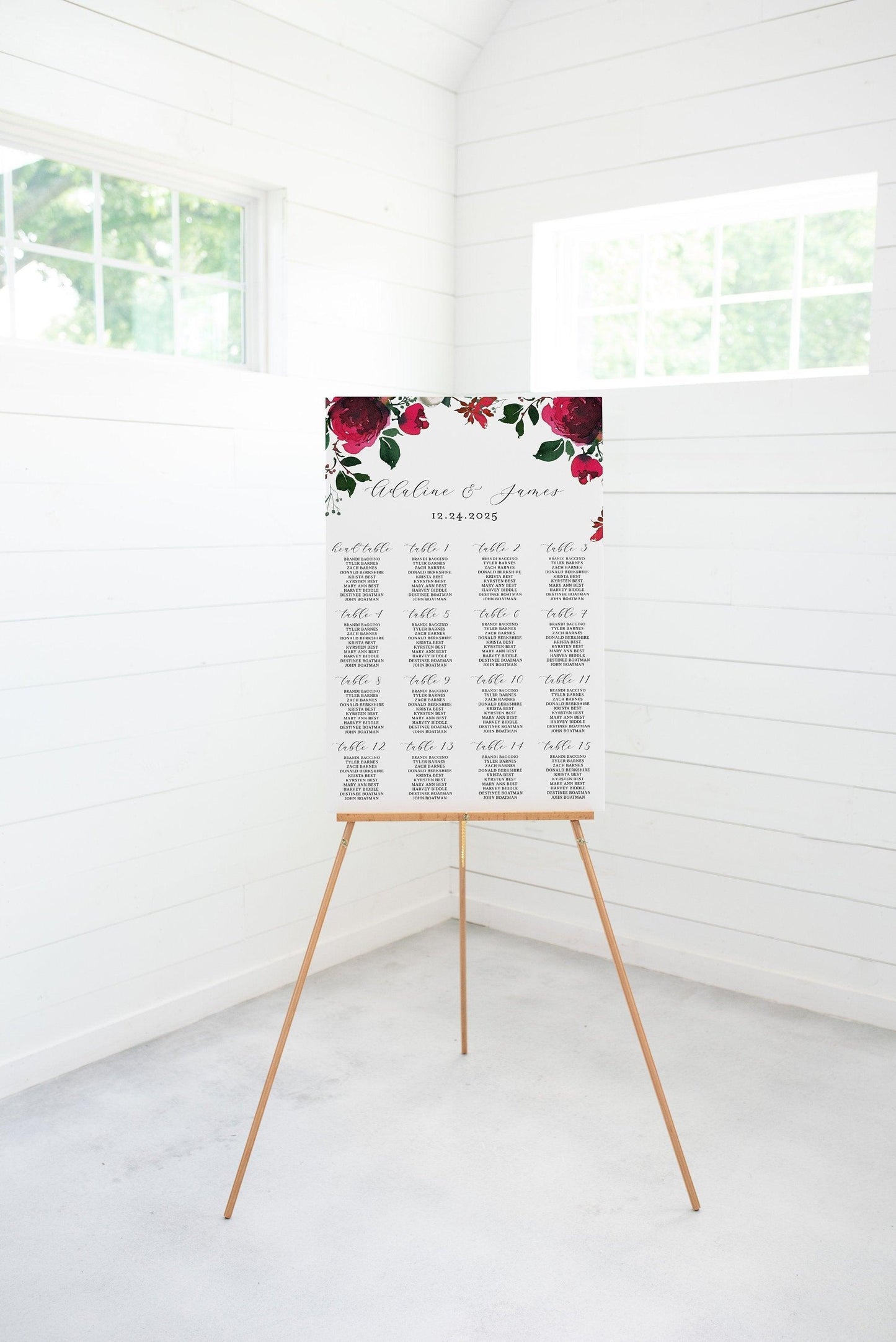 Wedding Seating Chart Template, Printable Christmas Seating Sign, Editable Text INSTANT DOWNLOAD -Ada - SAVVY PAPER CO