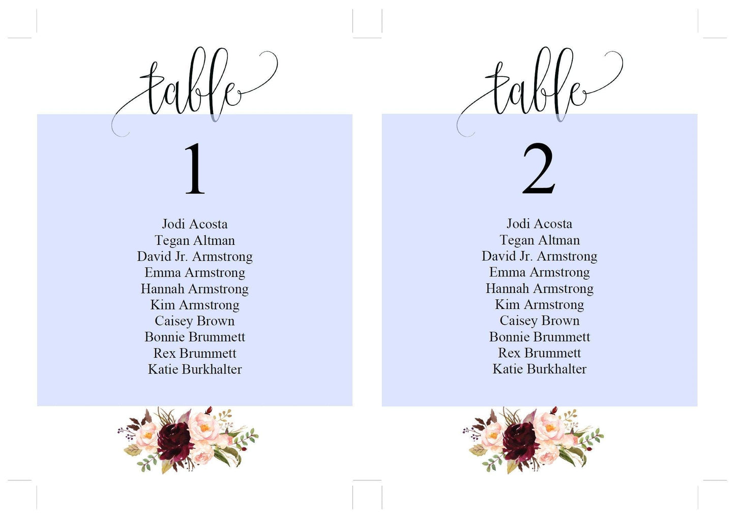 Wedding Seating Chart Template, Printable Floral Burgundy Seating Sign, Seating Cards, Editable Text INSTANT DOWNLOAD -KATHERINE - SAVVY PAPER CO