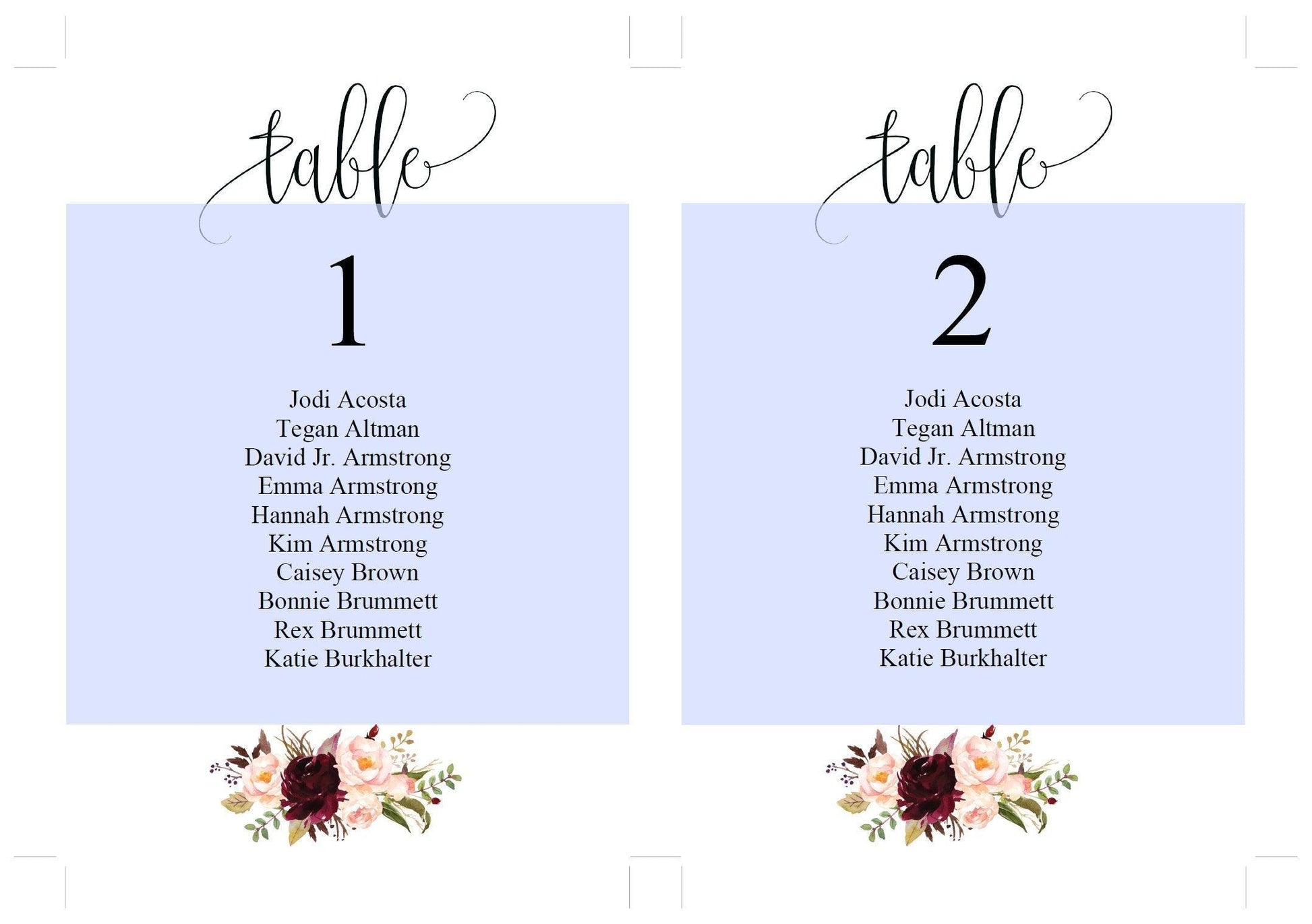 Wedding Seating Chart Template, Printable Floral Burgundy Seating Sign, Seating Cards, Editable Text INSTANT DOWNLOAD -KATHERINE - SAVVY PAPER CO