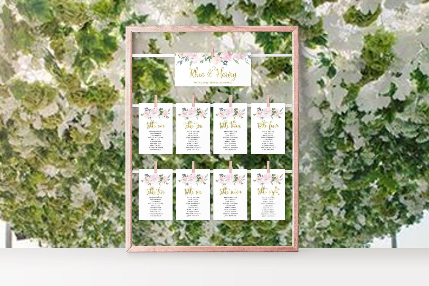 Wedding Seating Chart Template Printable Floral Seating Sign Seating Cards Editable Text INSTANT DOWNLOAD Blush Dusty Blue - Rhea - SAVVY PAPER CO