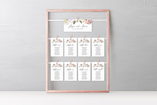 Wedding Seating Chart Template Printable Floral Seating Sign Seating Cards Editable Text INSTANT DOWNLOAD Floral - Harper - SAVVY PAPER CO