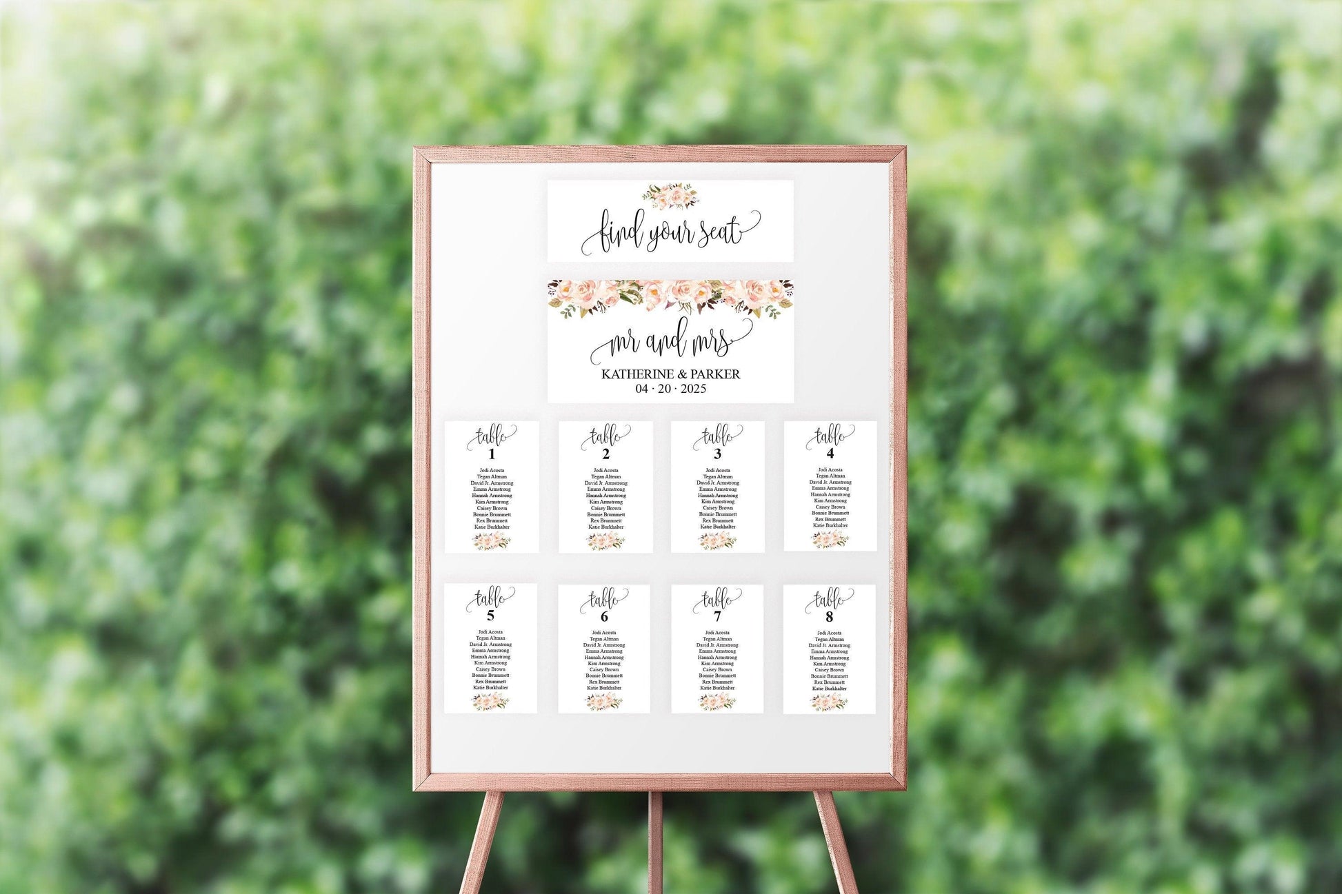Wedding Seating Chart Template, Printable Floral Seating Sign, Seating Cards, Editable Text INSTANT DOWNLOAD -KATHERINE - SAVVY PAPER CO