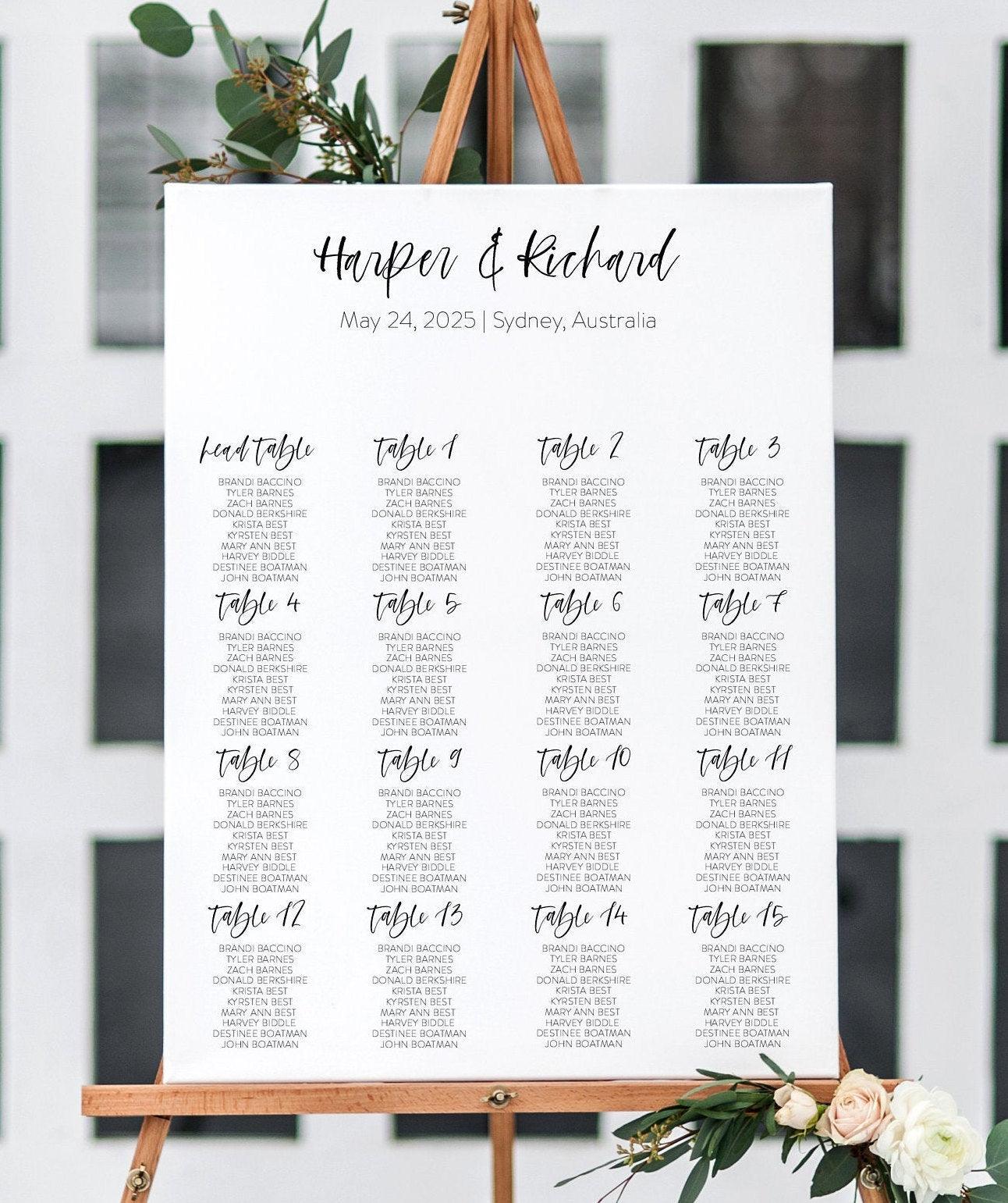 Wedding Seating Chart Template Printable Seating Sign Editable Text INSTANT DOWNLOAD - Eileen - SAVVY PAPER CO
