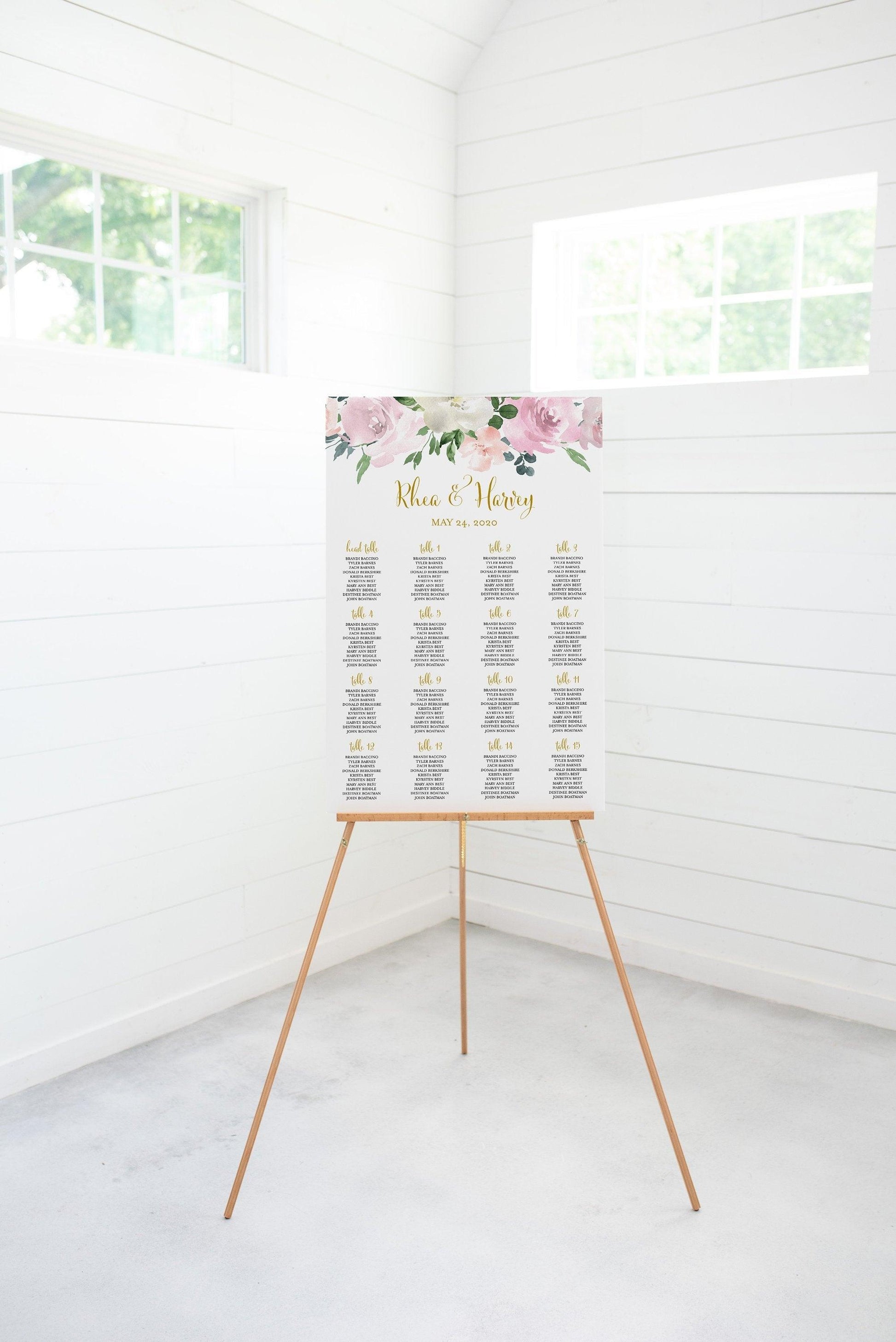 Wedding Seating Chart Template Printable Seating Sign Editable Text INSTANT DOWNLOAD - Grace - SAVVY PAPER CO