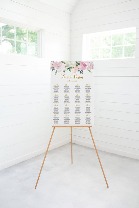 Wedding Seating Chart Template Printable Seating Sign Editable Text INSTANT DOWNLOAD - Grace - SAVVY PAPER CO