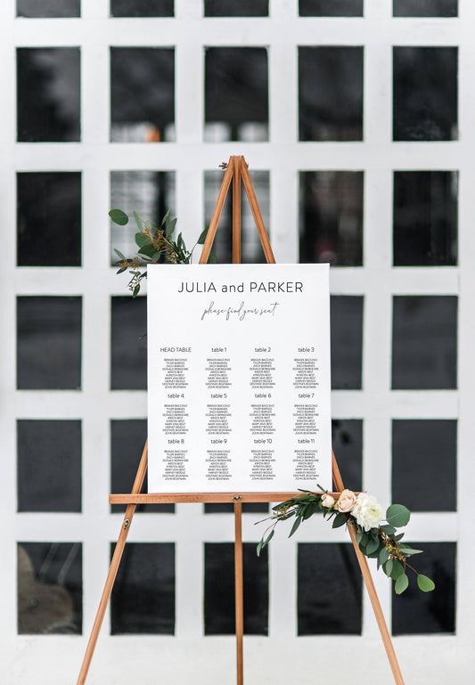 Wedding Seating Chart Template, Printable Seating Sign, Editable Text, INSTANT DOWNLOAD - Julia - SAVVY PAPER CO