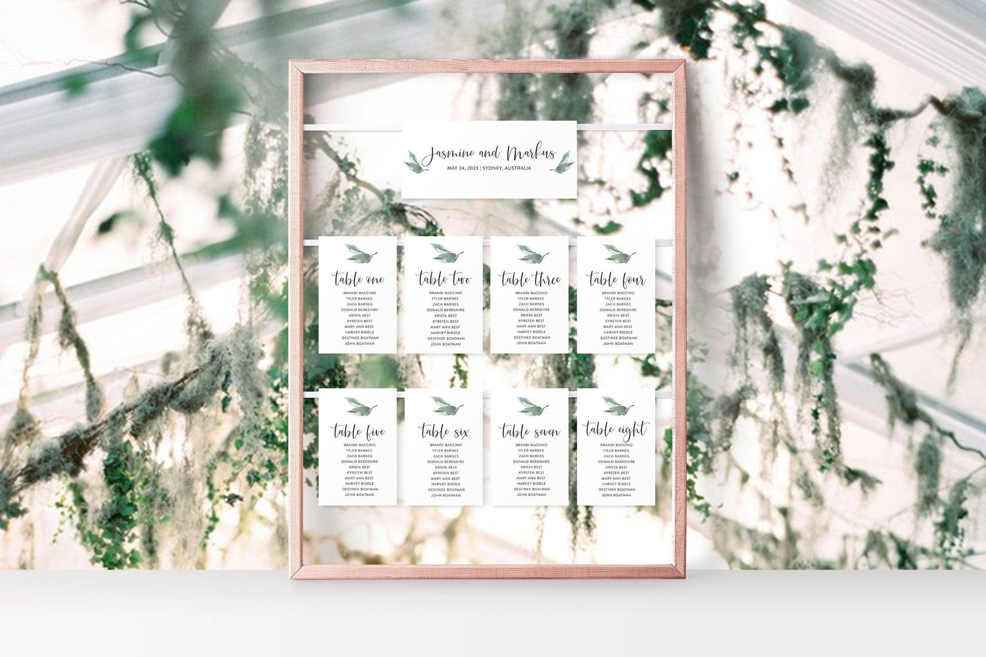 Wedding Seating Chart Template Printable Seating Sign Seating Cards Editable Text INSTANT DOWNLOAD Greenery - Jasmine - SAVVY PAPER CO