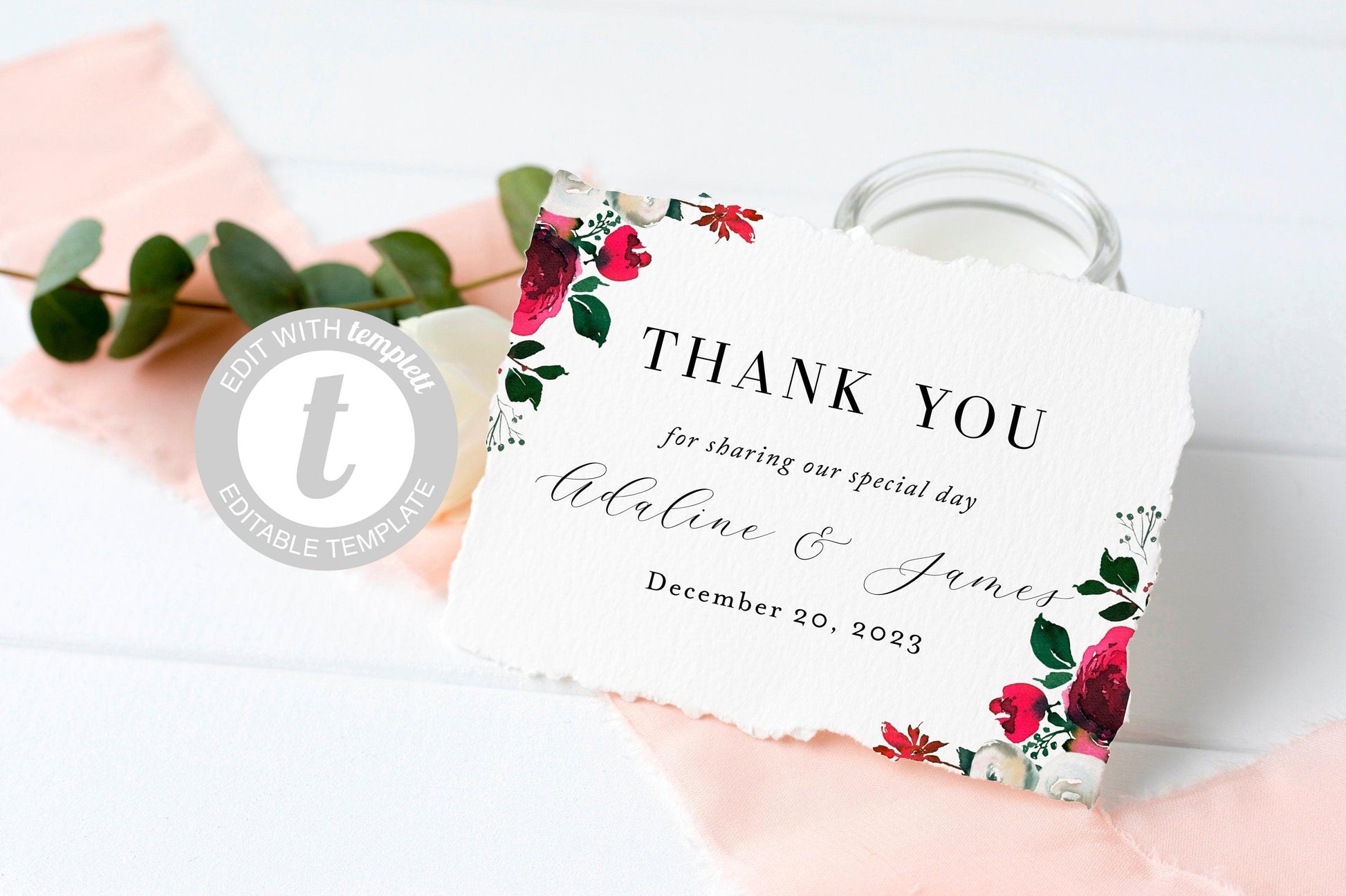 Wedding Thank You Card Instant Download, Christmas Thank you Cards, Winter Holiday Printable Wedding Cards - Ada - SAVVY PAPER CO
