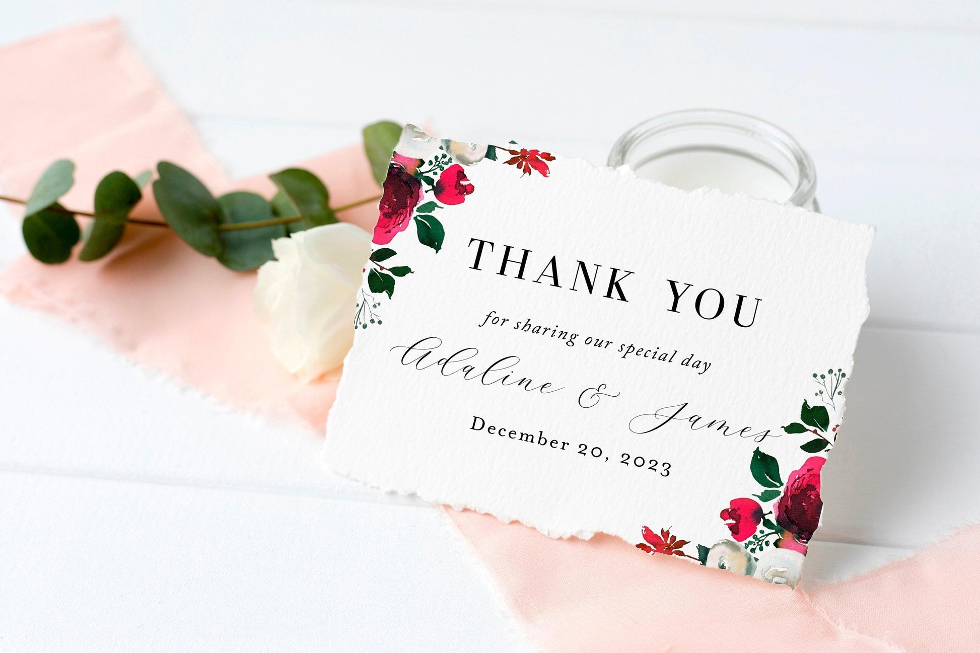 Wedding Thank You Card Instant Download, Christmas Thank you Cards, Winter Holiday Printable Wedding Cards - Ada - SAVVY PAPER CO