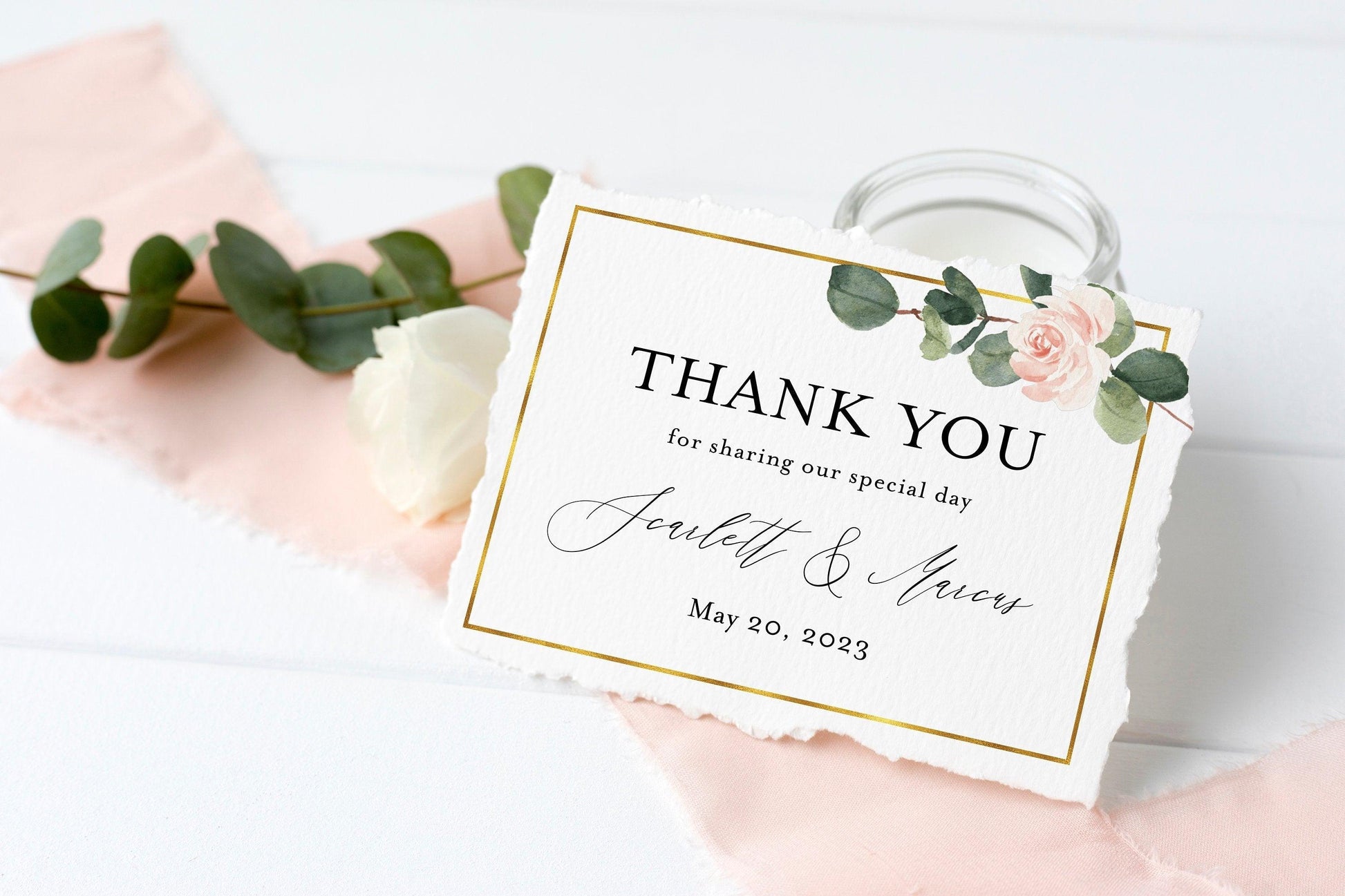 Wedding Thank You Card, Instant Download, Thank you Cards, Printable Thank You, Wedding Cards, Calligraphy - Scarlett - SAVVY PAPER CO