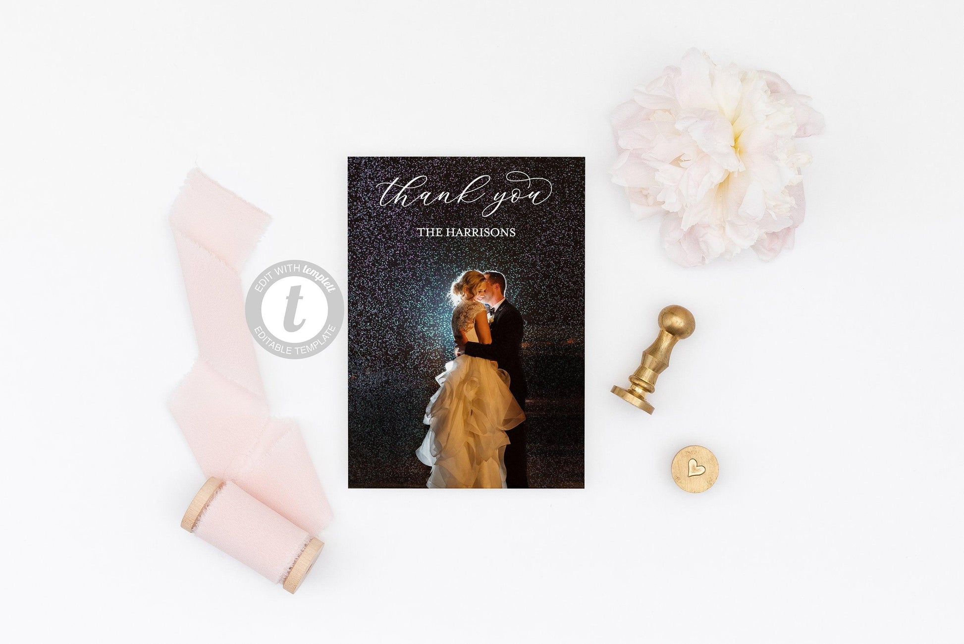 Wedding Thank You Card with Photo Template, Instant Download, Christmas Thank you Cards, Winter Holiday Printable Wedding Cards - Ada - SAVVY PAPER CO