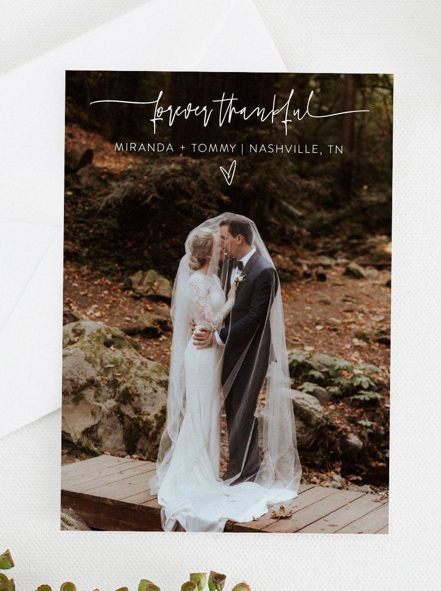 Wedding Thank You Cards With Photo, Wedding Thank You Notes Template, Own Photo Thank You Card, Printable Thank You Card - Mira - SAVVY PAPER CO