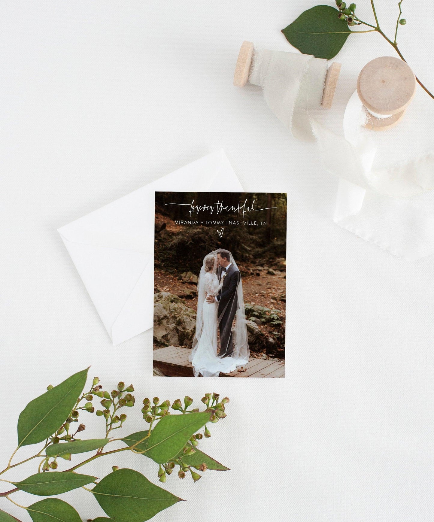 Wedding Thank You Cards With Photo, Wedding Thank You Notes Template, Own Photo Thank You Card, Printable Thank You Card - Mira - SAVVY PAPER CO