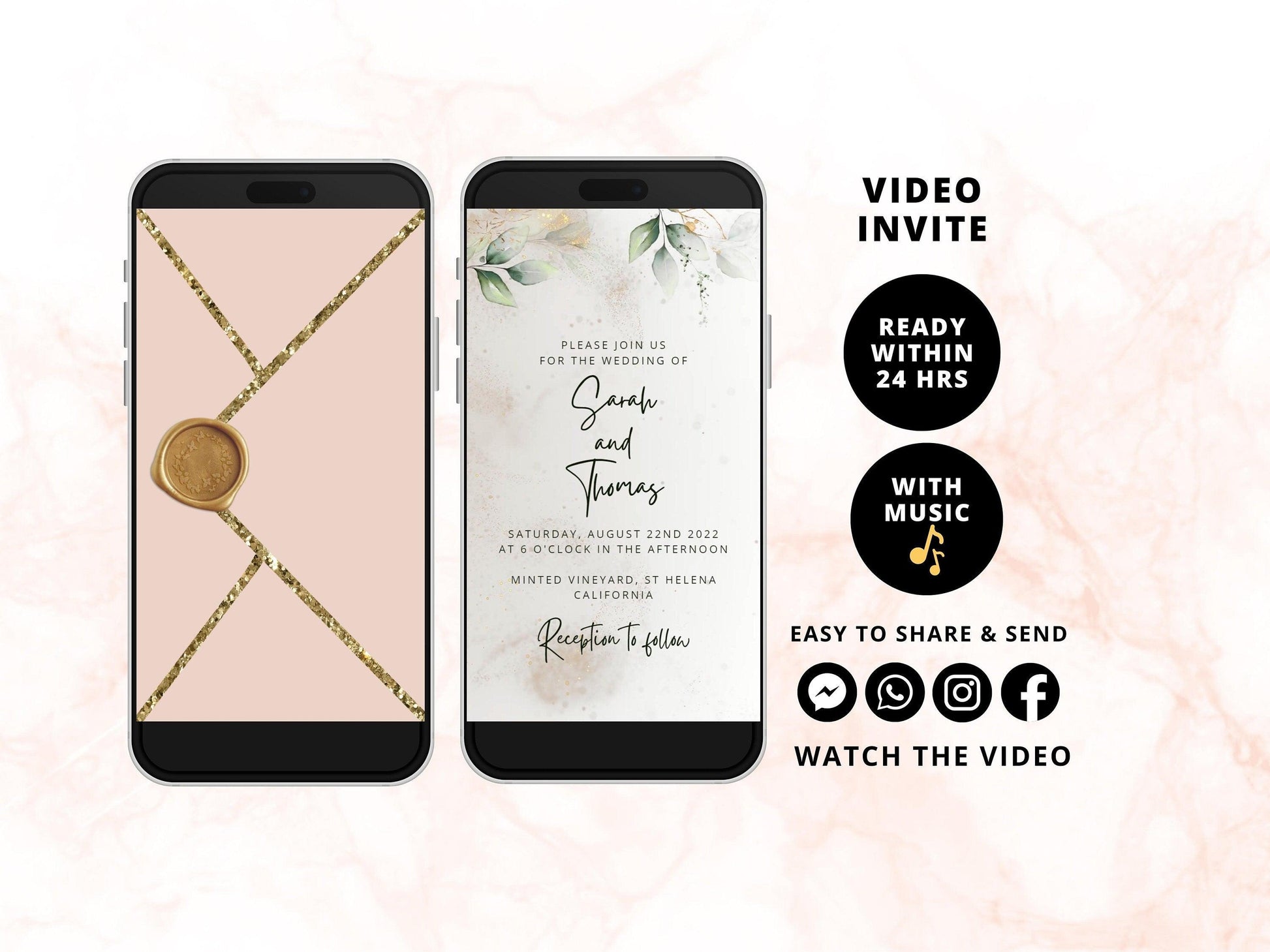 Wedding Video Invite, Electronic Animated Wedding Invitation, Custom Wedding Invite, Wedding Animated Card - SAVVY PAPER CO