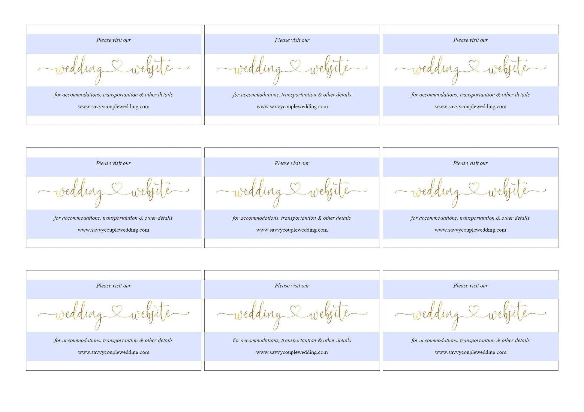 Wedding Website Card Insert Template, Website Insert Cards, Wedding Insert Cards, Visit our Website, Wedding Invitation Insert Gold -Heather - SAVVY PAPER CO