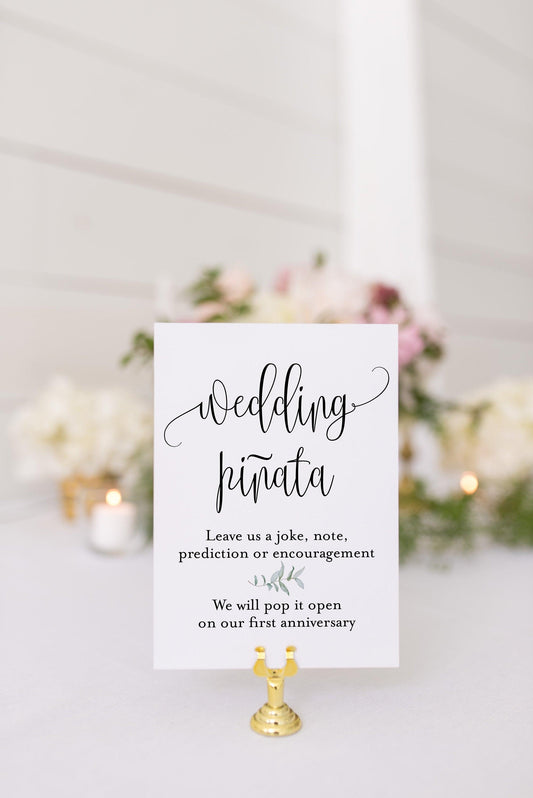 Wedding pinata sign guest book sign Pinata Wedding guest book sign printable Greenery wedding signs - Melissa - SAVVY PAPER CO