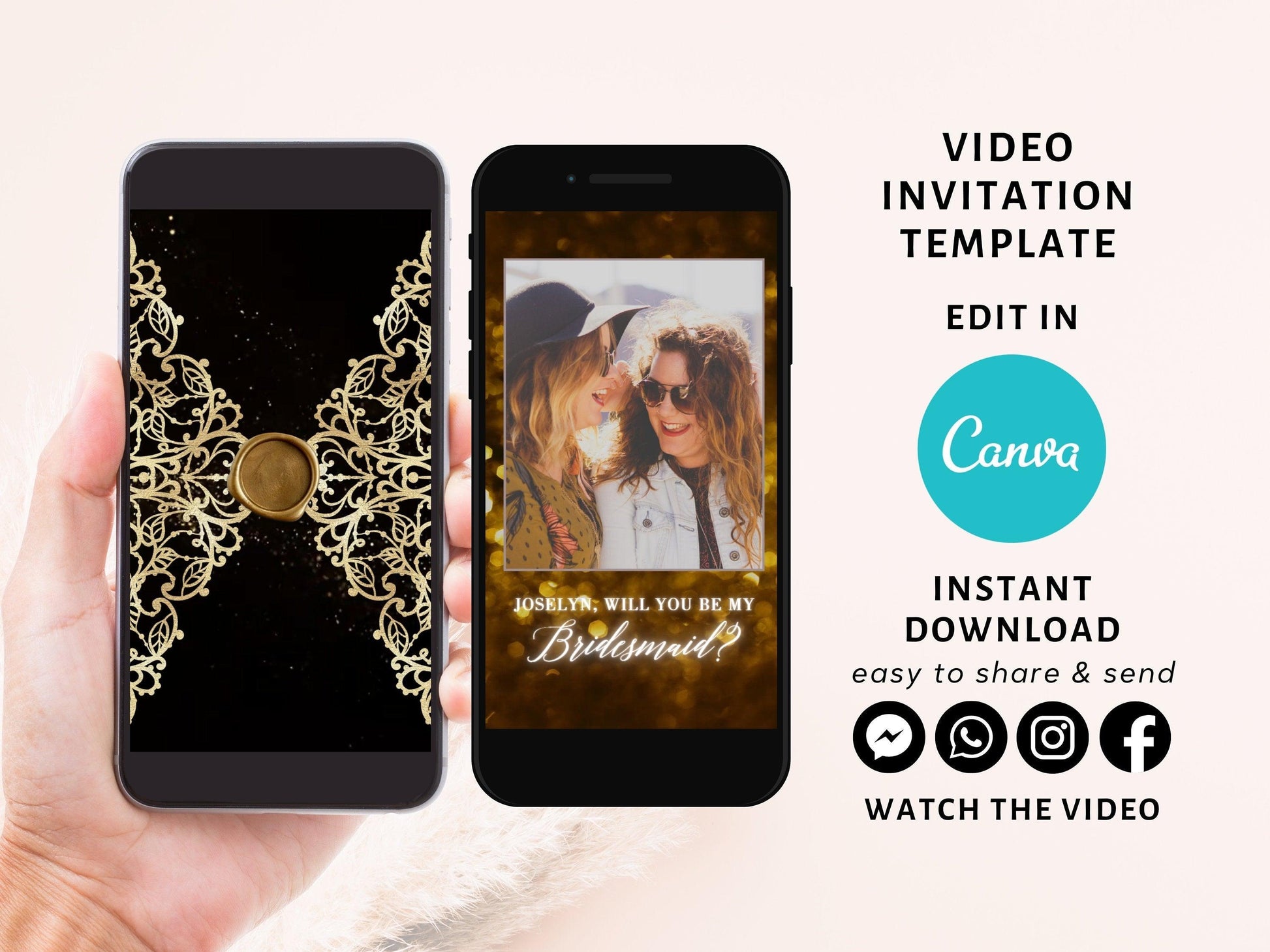 Will You Be My Bridesmaid, Bridesmaid Photo Card, Photo Bridesmaid Proposal, Modern Minimalist Wedding, Digital Bridesmaid Proposal - SAVVY PAPER CO