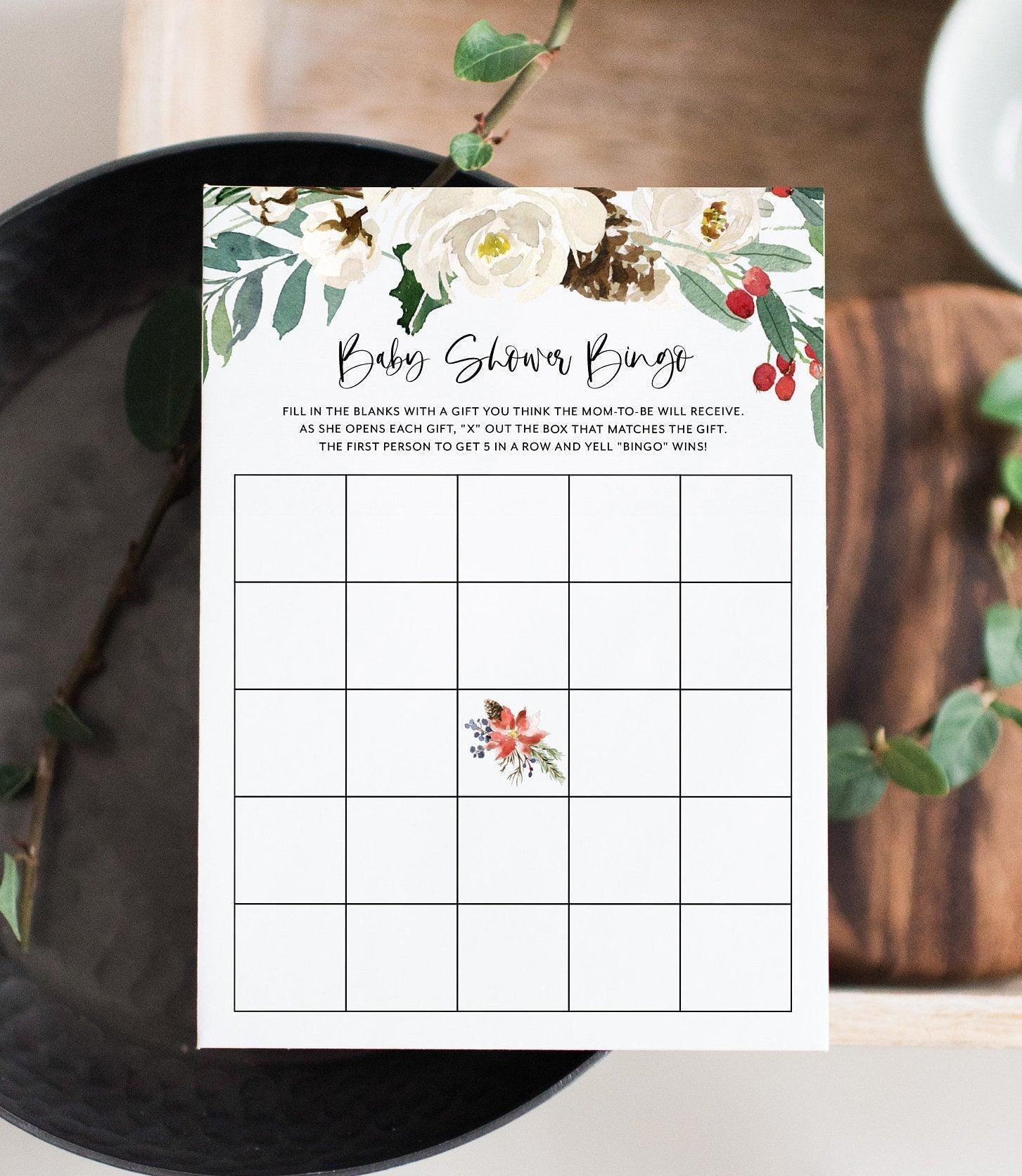 Winter Baby Bingo Game Baby Shower Game Printable Bingo Game Christmas #CC1 - SAVVY PAPER CO