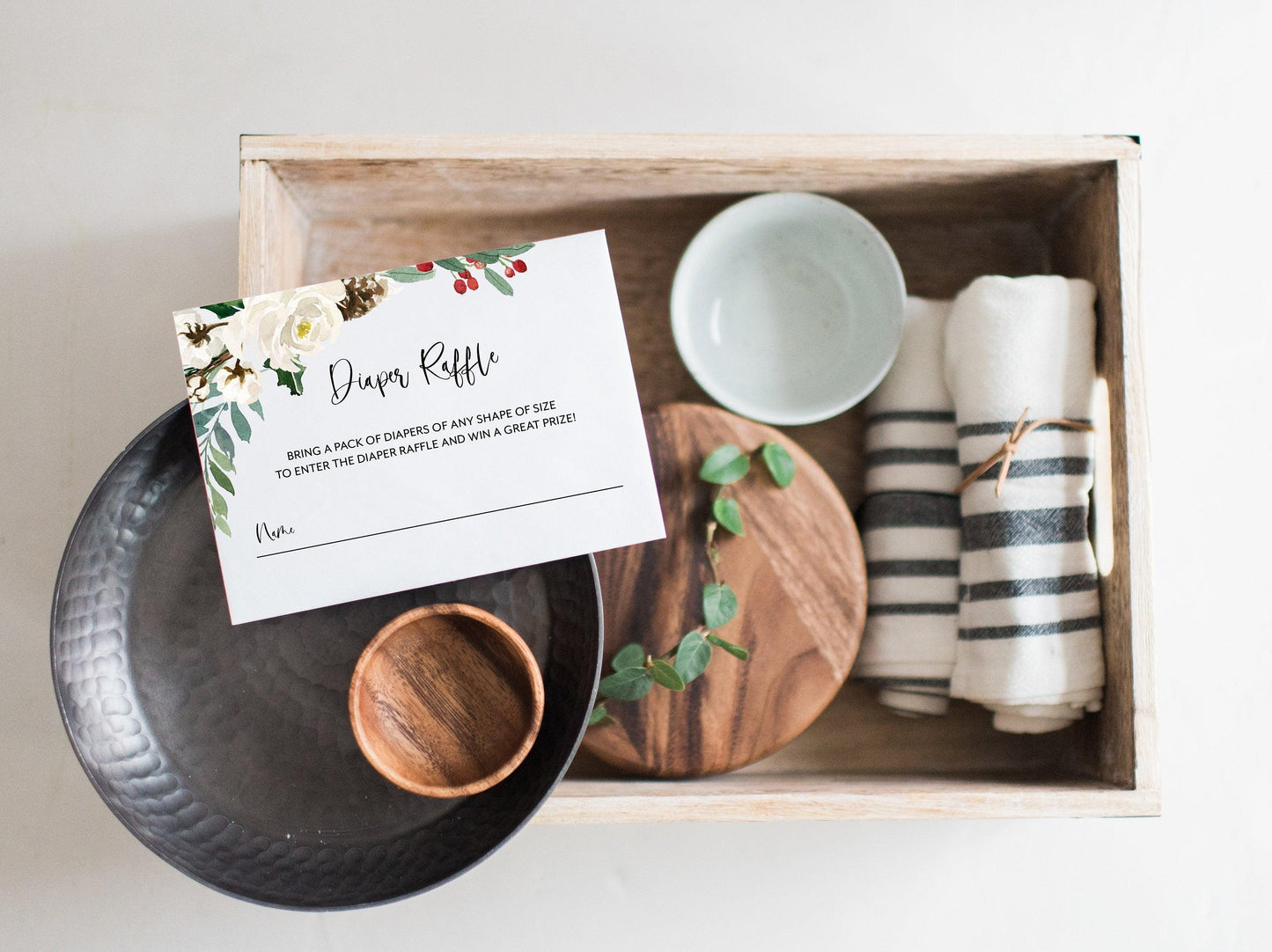 Winter Baby Shower Diaper Raffle Ticket INSTANT DOWNLOAD Editable Printable Template Christmas #CC1 - SAVVY PAPER CO