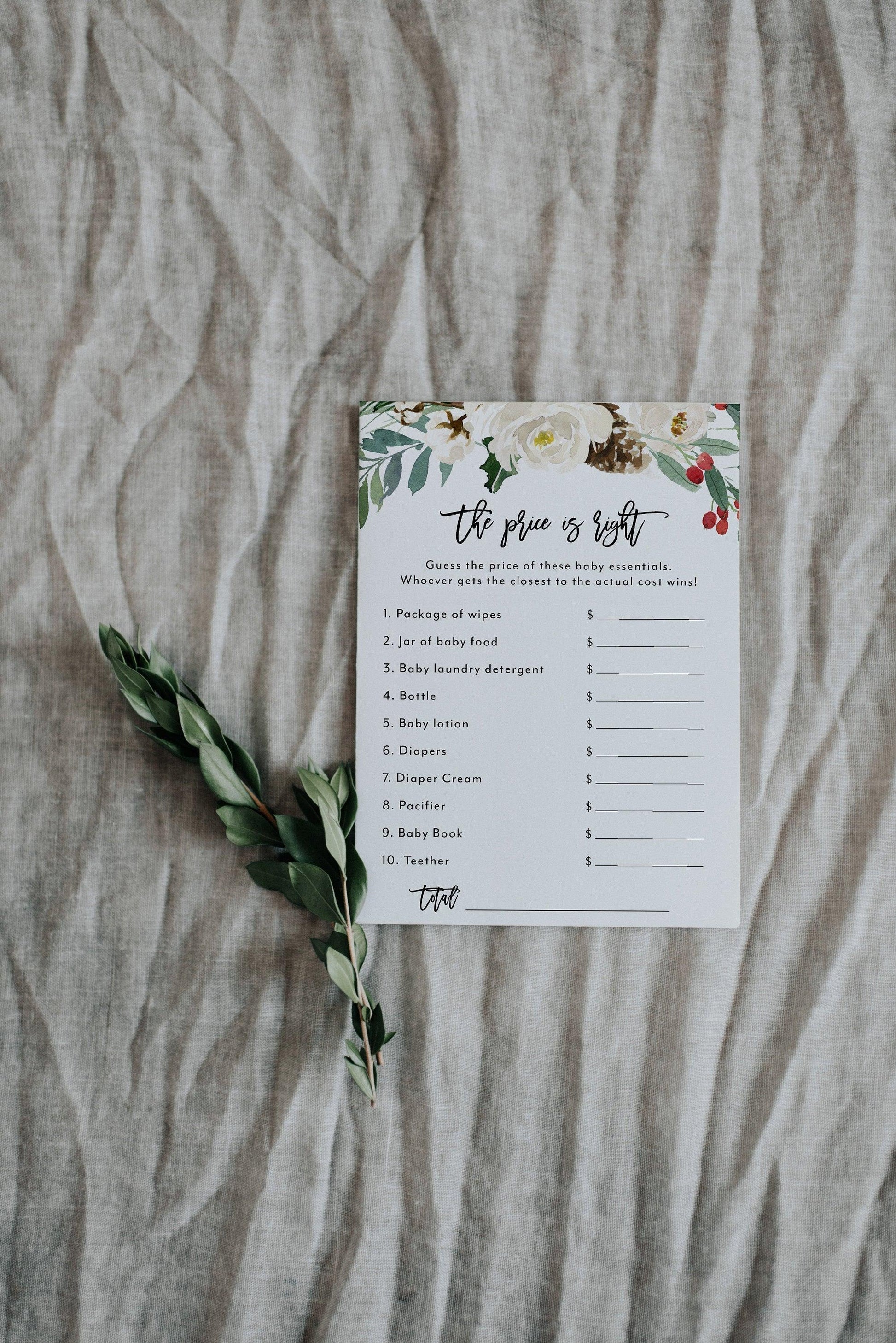 Winter Baby Shower Game, The price is right, Baby Shower Game, Printable Game, Christmas #CC1 - SAVVY PAPER CO