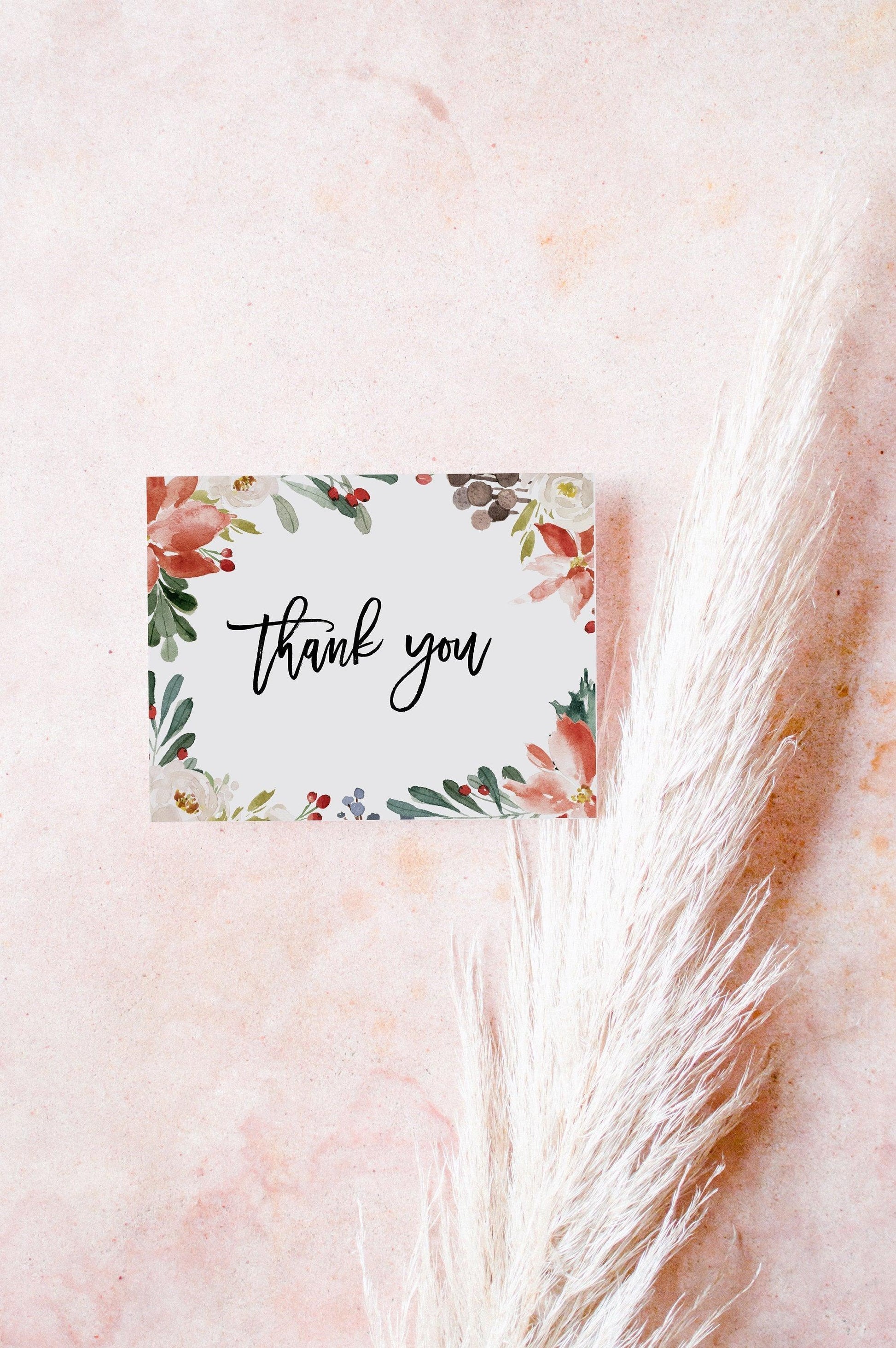 Winter Baby Shower Thank you card Template, INSTANT DOWNLOAD, Printable Christmas Card #CC1 - SAVVY PAPER CO