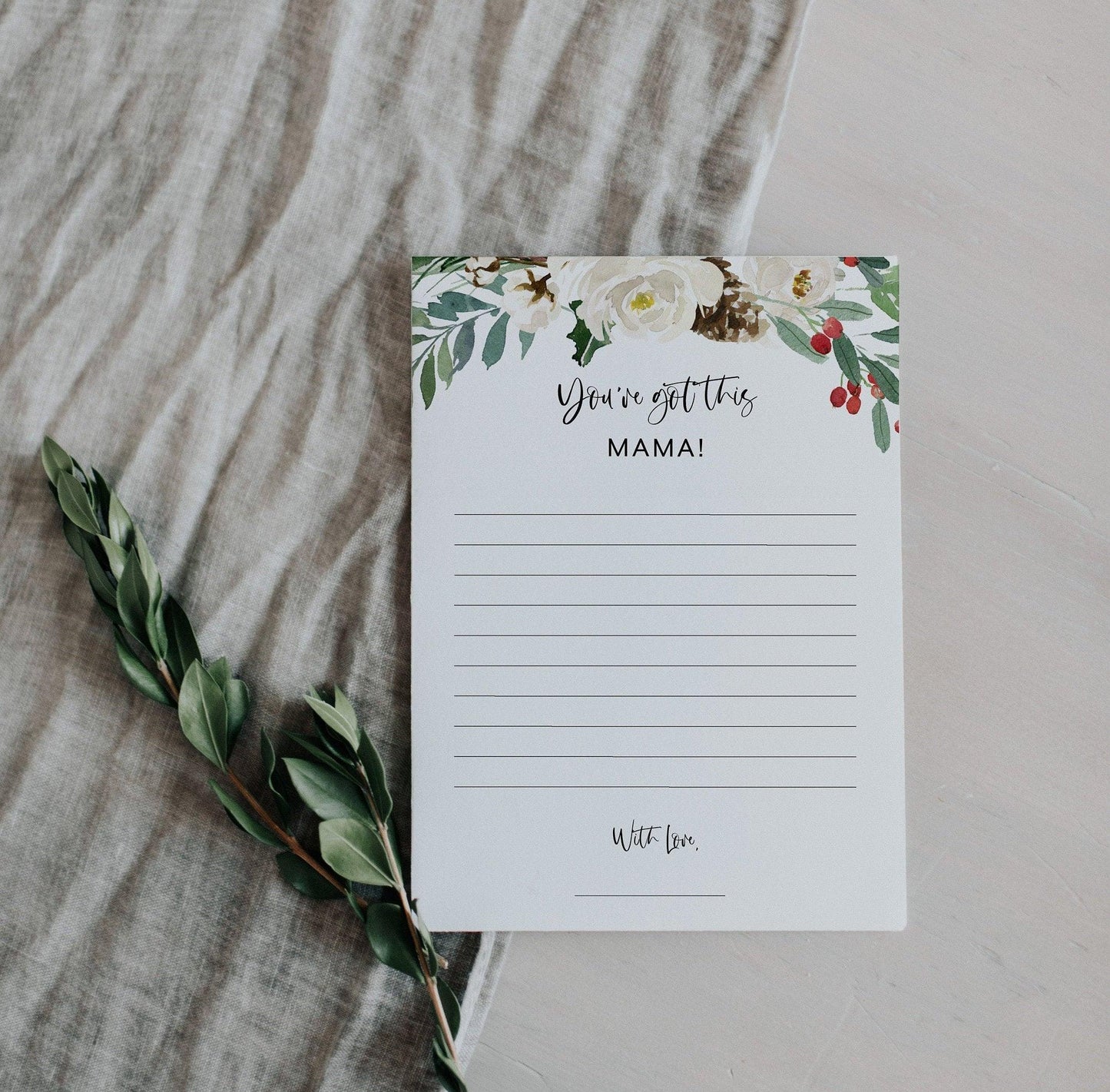 Winter Christmas Baby Shower Advice for Mom to be, You've got this Mama Baby Shower Printable #CC1 - SAVVY PAPER CO