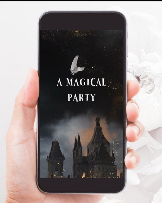 Harry Potter Wizard Party Invitation, Witches and Wizard Invite, Magical Invitation, Wizard Birthday Video Invitation - SAVVY PAPER CO