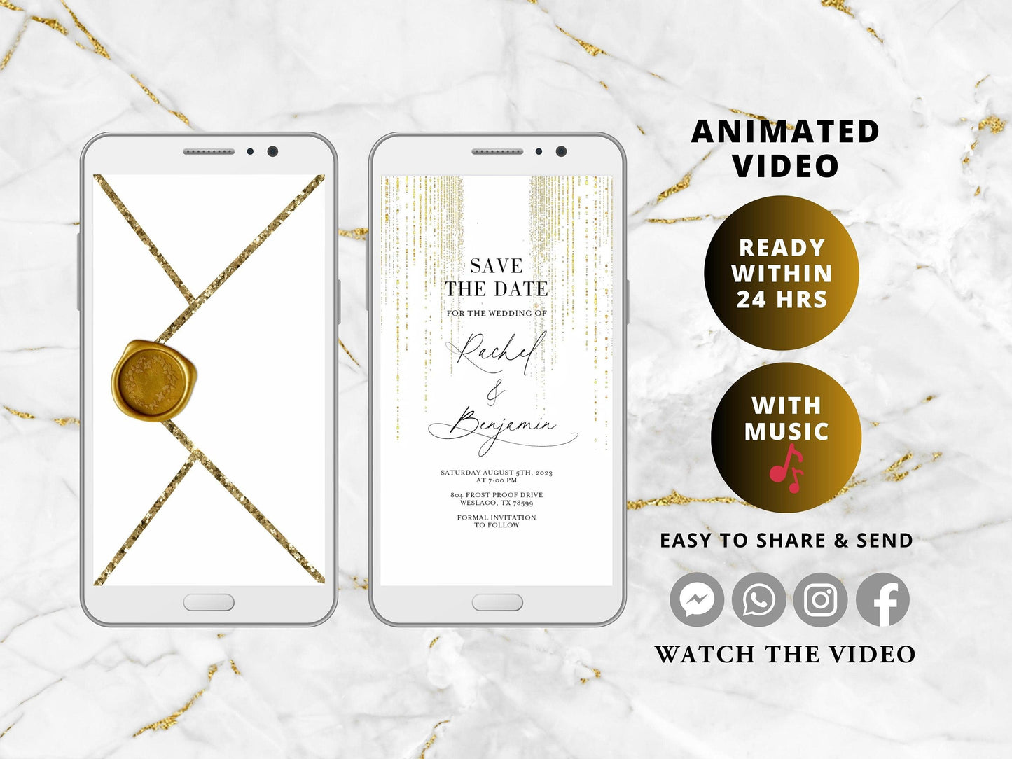 Wedding Video Invite, Electronic Animated Wedding Invitation, Custom Wedding Invite, Wedding Animated Card - SAVVY PAPER CO