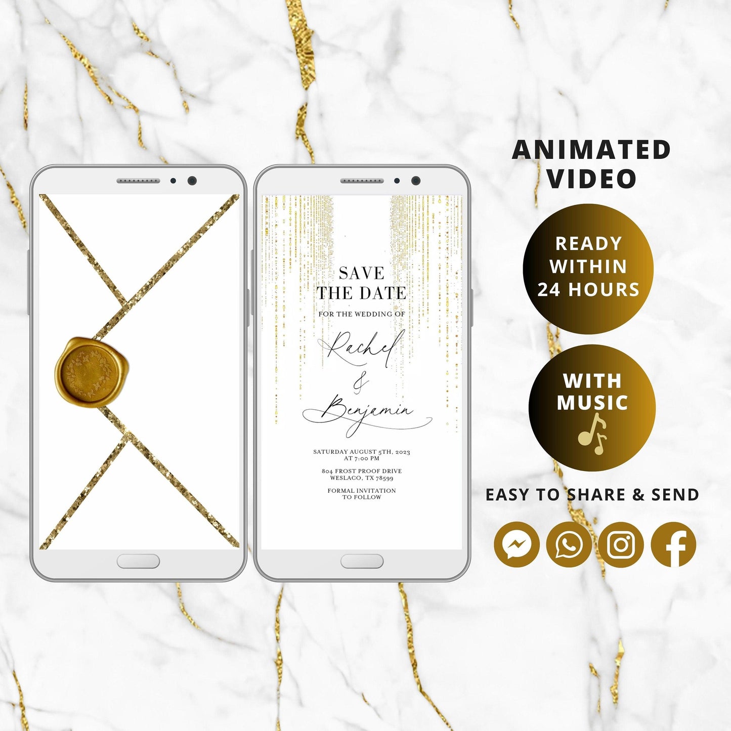 Wedding Video Invite, Electronic Animated Wedding Invitation, Custom Wedding Invite, Wedding Animated Card - SAVVY PAPER CO
