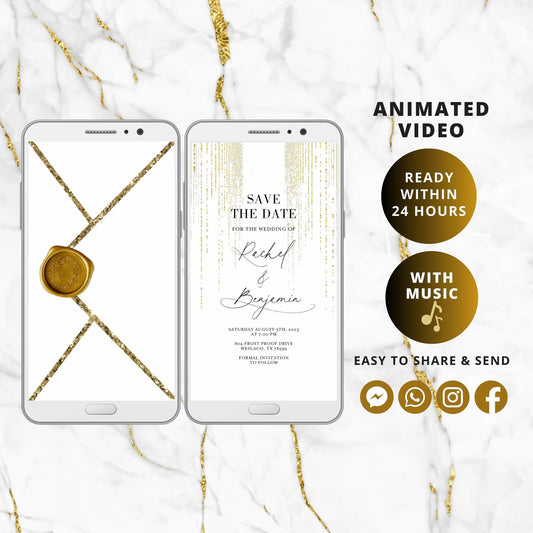 Wedding Video Invite, Electronic Animated Wedding Invitation, Custom Wedding Invite, Wedding Animated Card - SAVVY PAPER CO