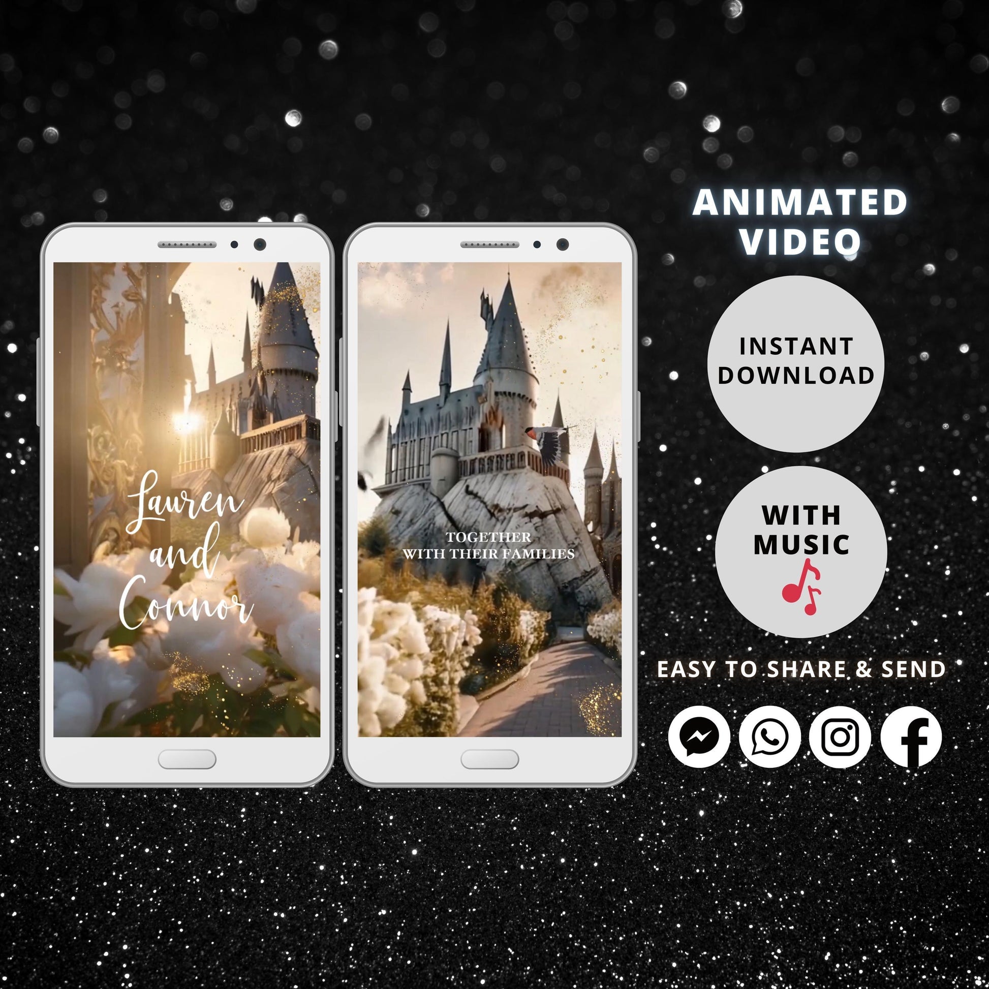 Hogwarts Castle Wedding Invitation, Wizard Wedding Invitation, Magical Invitation, Magical Wedding Party Invitations - SAVVY PAPER CO