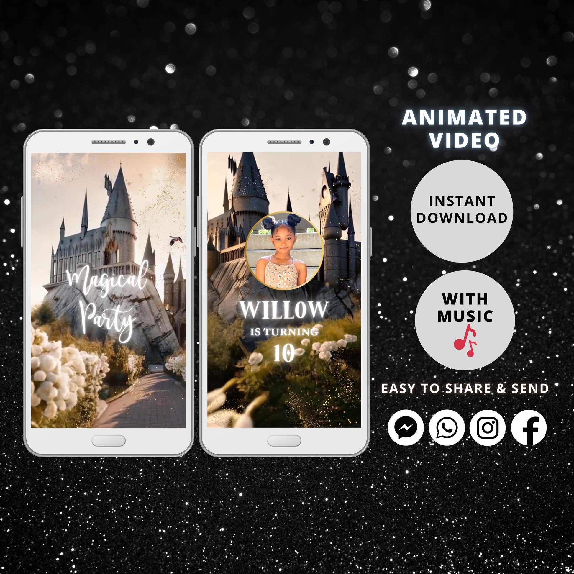 Hogwarts Castle Birthday Invitation, Wizard Birthday Invitation, Magical Invitation, Magical Celebration Birthday Party Invitations - SAVVY PAPER CO