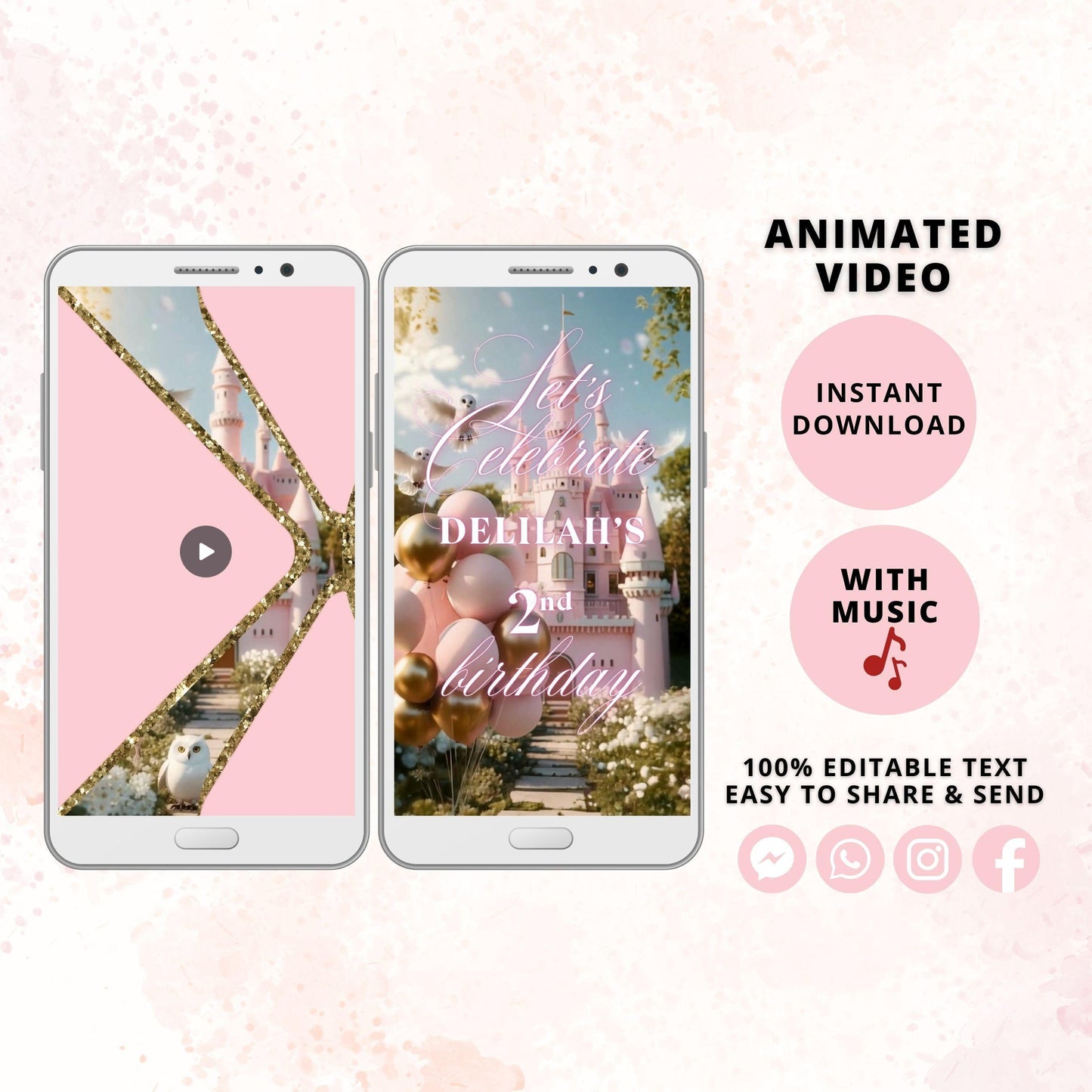 Girly Hogwarts Castle Birthday Invitation, Wizard Invitation, Magical Invitation, Magical Celebration Birthday Party Invitations for Girls - SAVVY PAPER CO