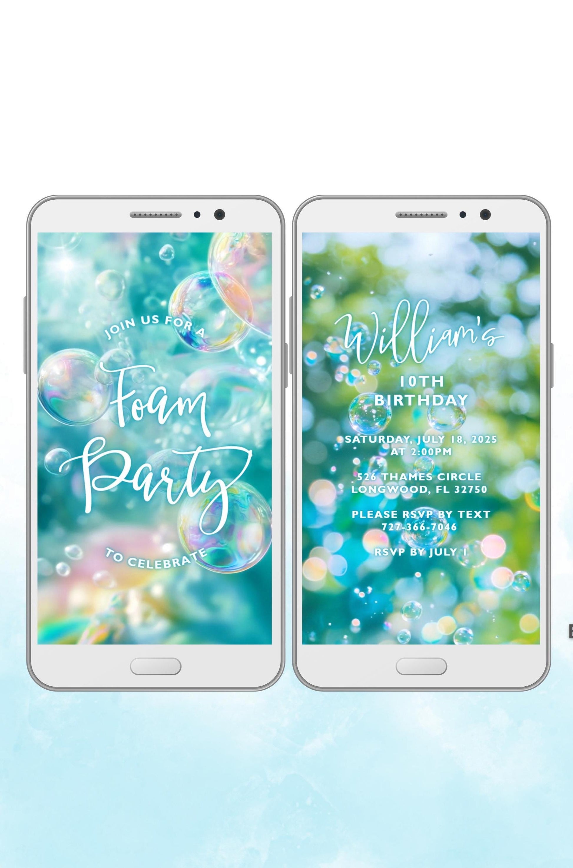 Foam Party Video Invitation Kids | Digital Birthday Invite | Summer Pool Party Evite