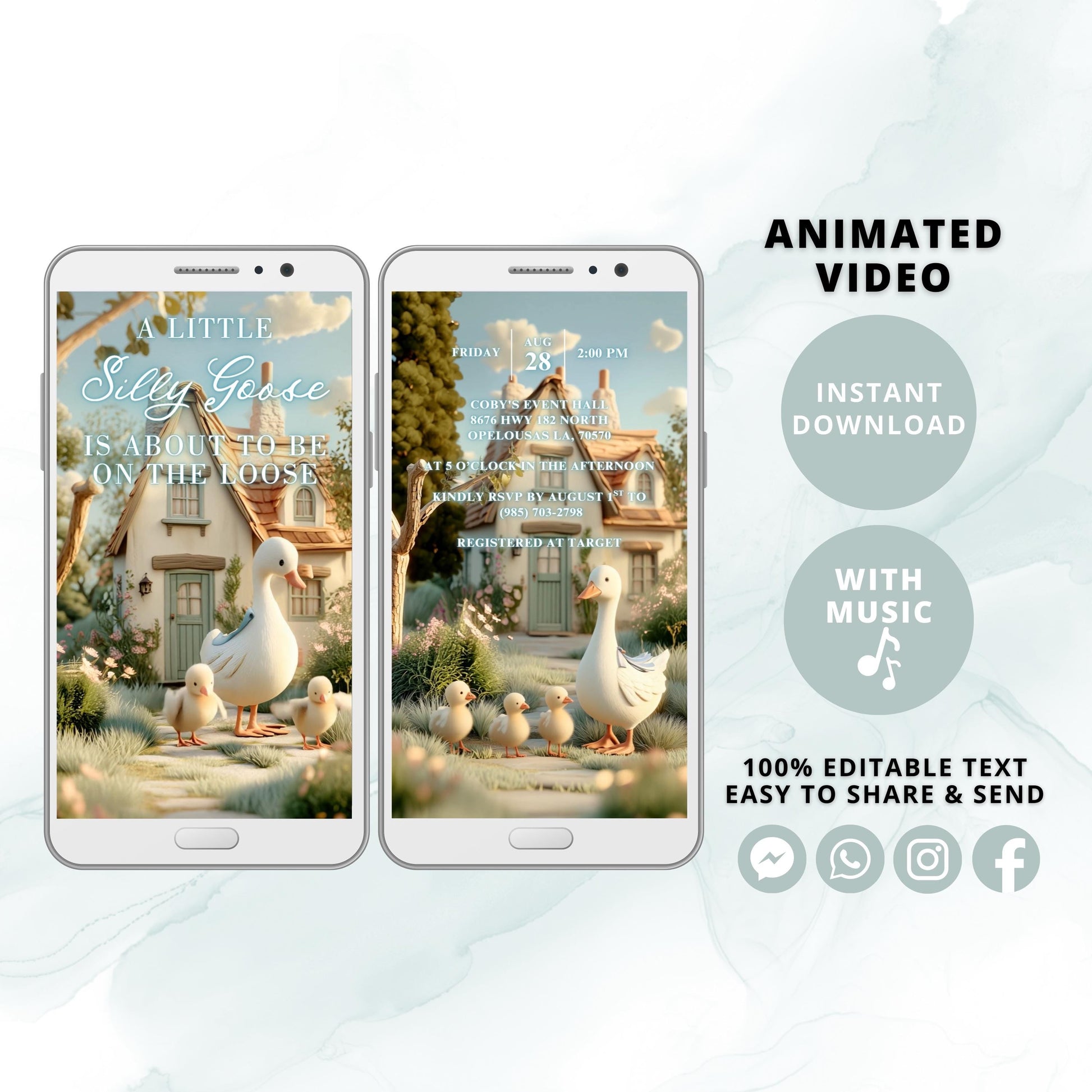 Silly Goose Baby Shower Invitation | Animated Geese Video Evite | Goose Baby Shower Decorations