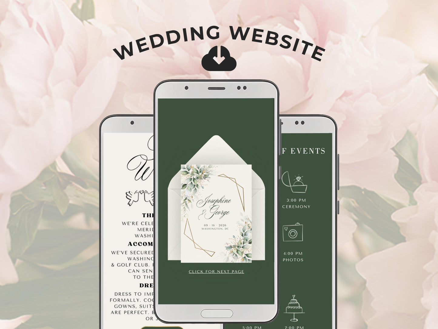 Custom Wedding Website Design, Editable Canva Template, Digital Wedding Invitation Website with RSVP, Online Save the Date Link