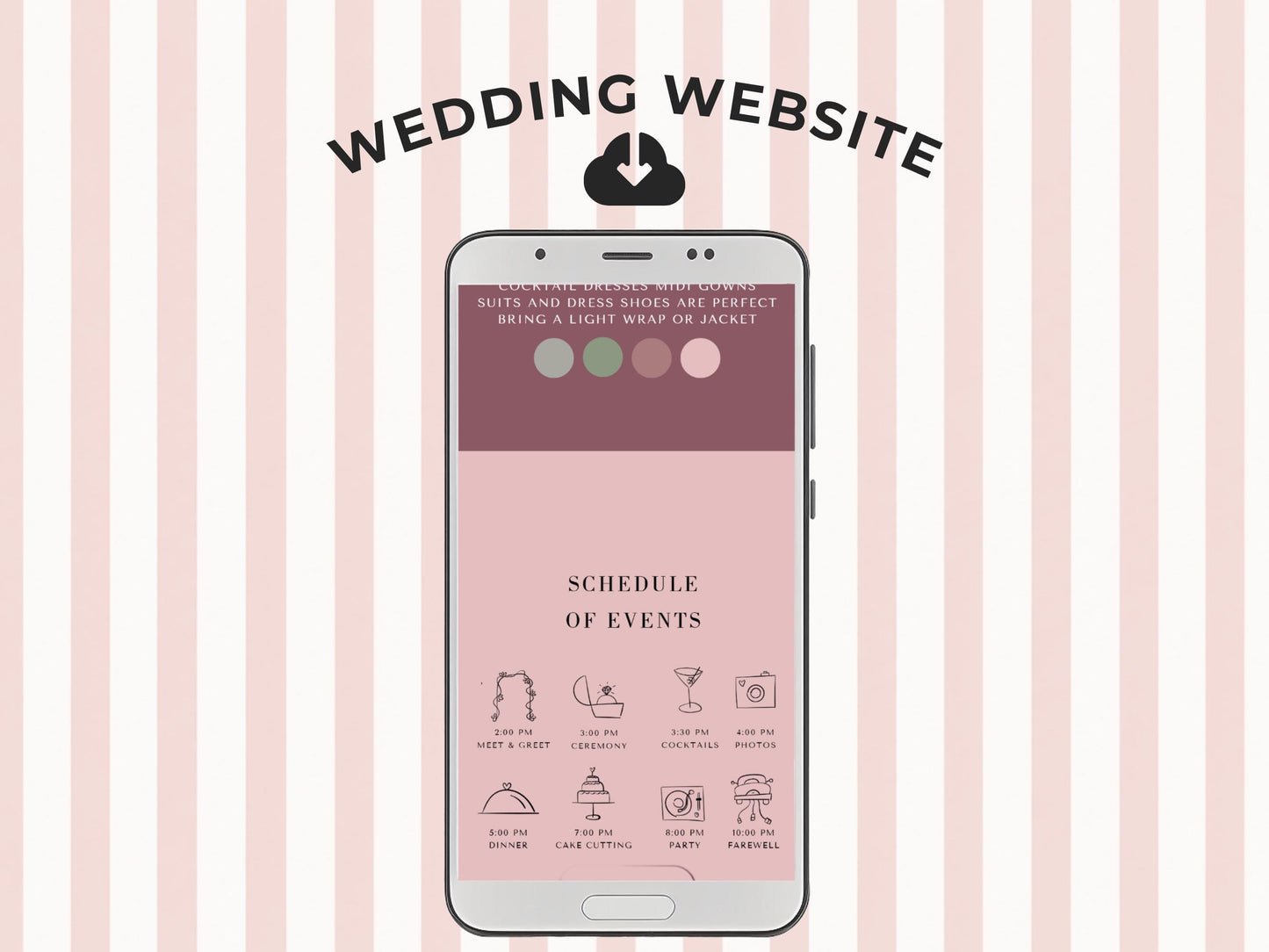 Dusty Pink Castle Wedding Website Template, Editable Canva Wedding Website, Fairytale Digital Invitation with RSVP