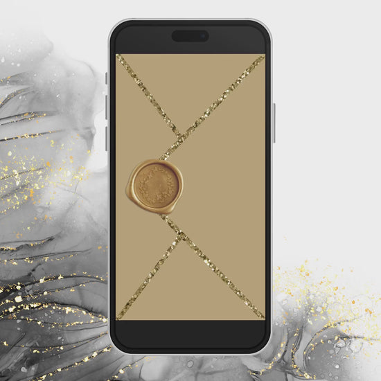 Digital Teal Wedding Video Invitation, Electronic Wedding Invite, Gold Glitter Dripping, Editable Invitation Personalized