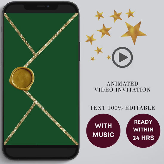 Graduation Party Video Evite, Electronic Graduation Invite, Animated College grad announcement Class of 2023, Gold Graduation, Green Caps