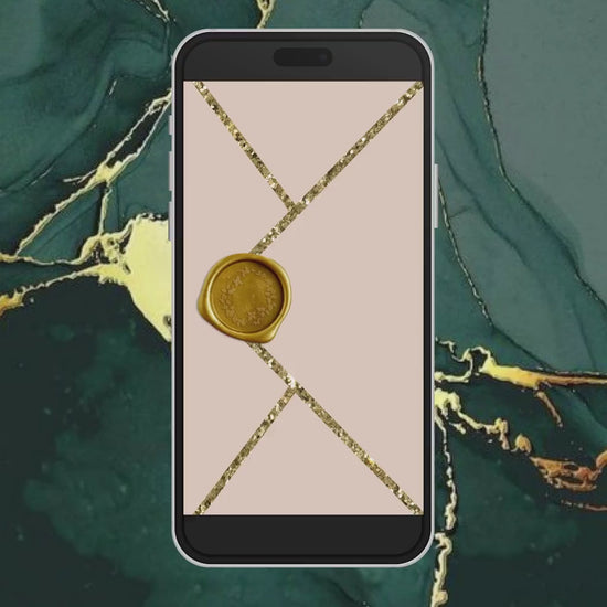 Digital Wedding Invitation with glitter dust and blush flowers, electronic wedding invite with opening pink envelope