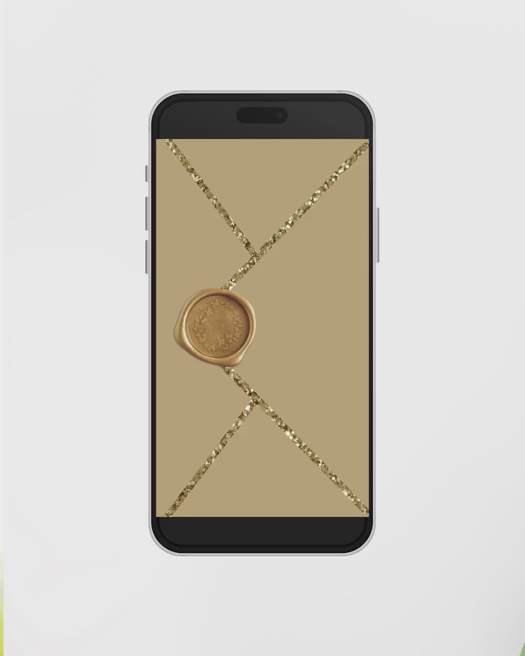 Digital Wedding Invitation with glitter dust and sunflowers, electronic wedding invite with opening gold envelope and digital stamp