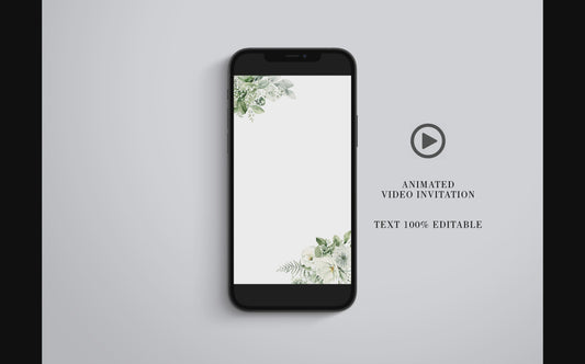 Animated Gold Wedding Invitation, Video Wedding Invite, Greenery Floral Wedding