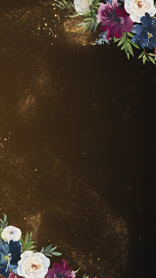 Animated Glitter Wedding Invitation, Floral Video Wedding Invite, Gold Wedding Glitter Curtain