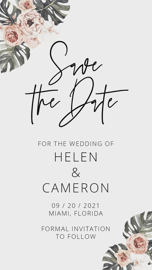Instant Download Boho Save the date Video Evite, Electronic Invite, Wedding Video Invitation, Animated Invitation