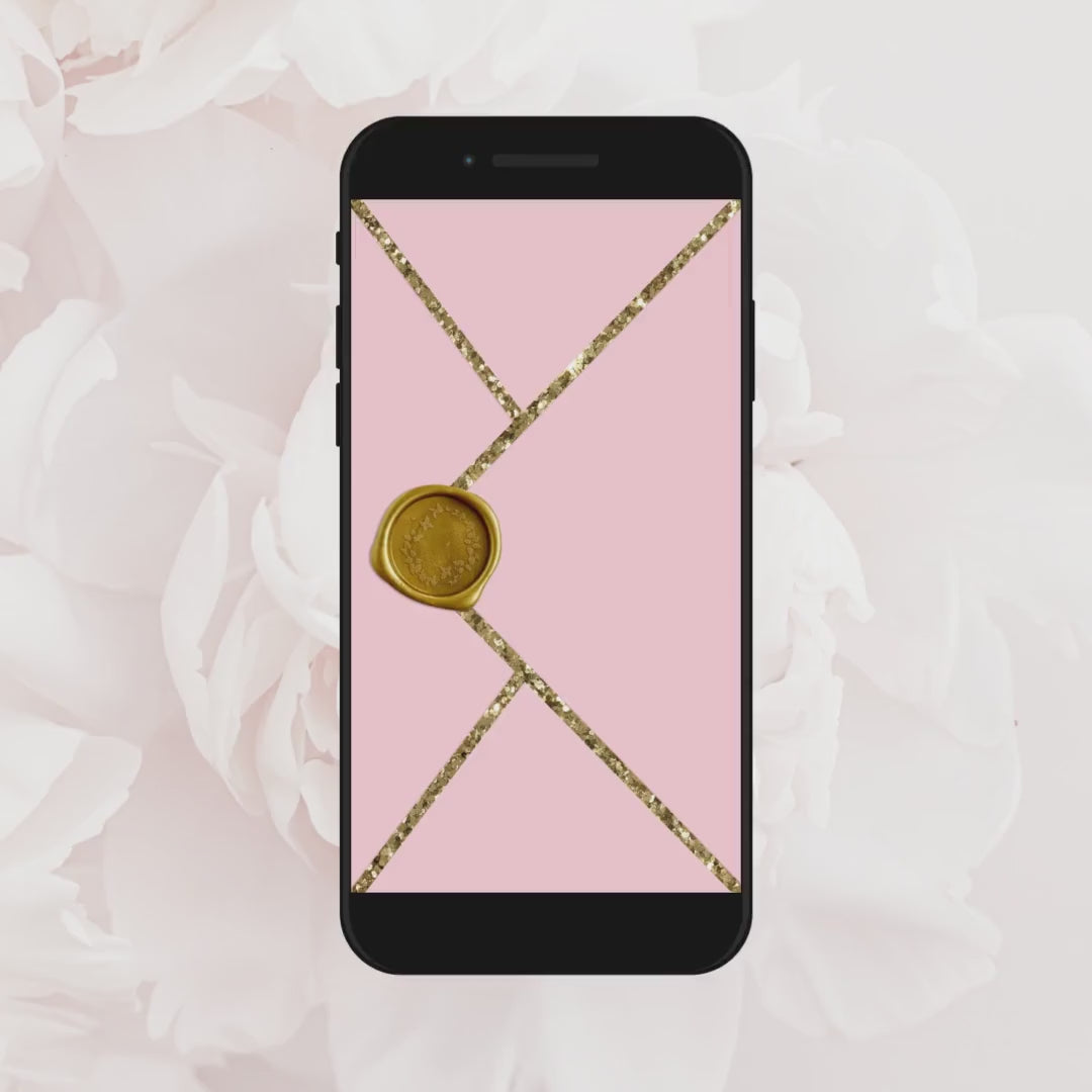 Opening Blush Envelope Birthday Invitation Template, Digital Animated Invite, Gold Video invitations, Instant Download Evite, Any Age